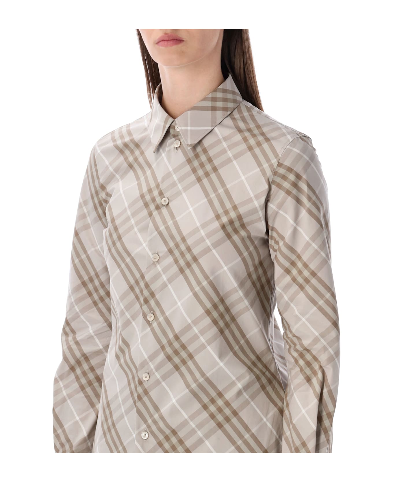 Burberry London Slim Fit Cotton Check Shirt - STONE GREY