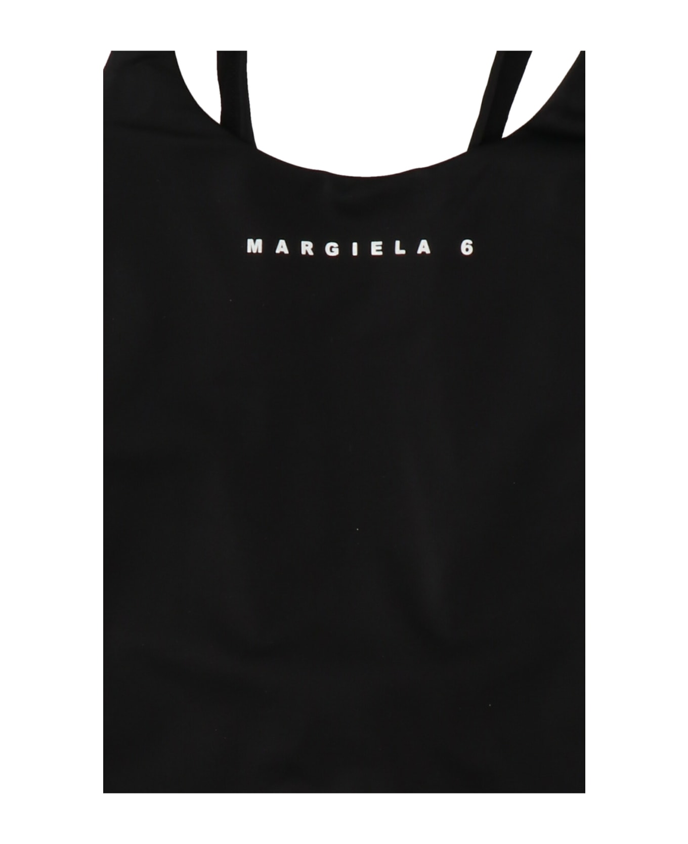 MM6 Maison Margiela Logo Print One-piece Swimsuit - Black  