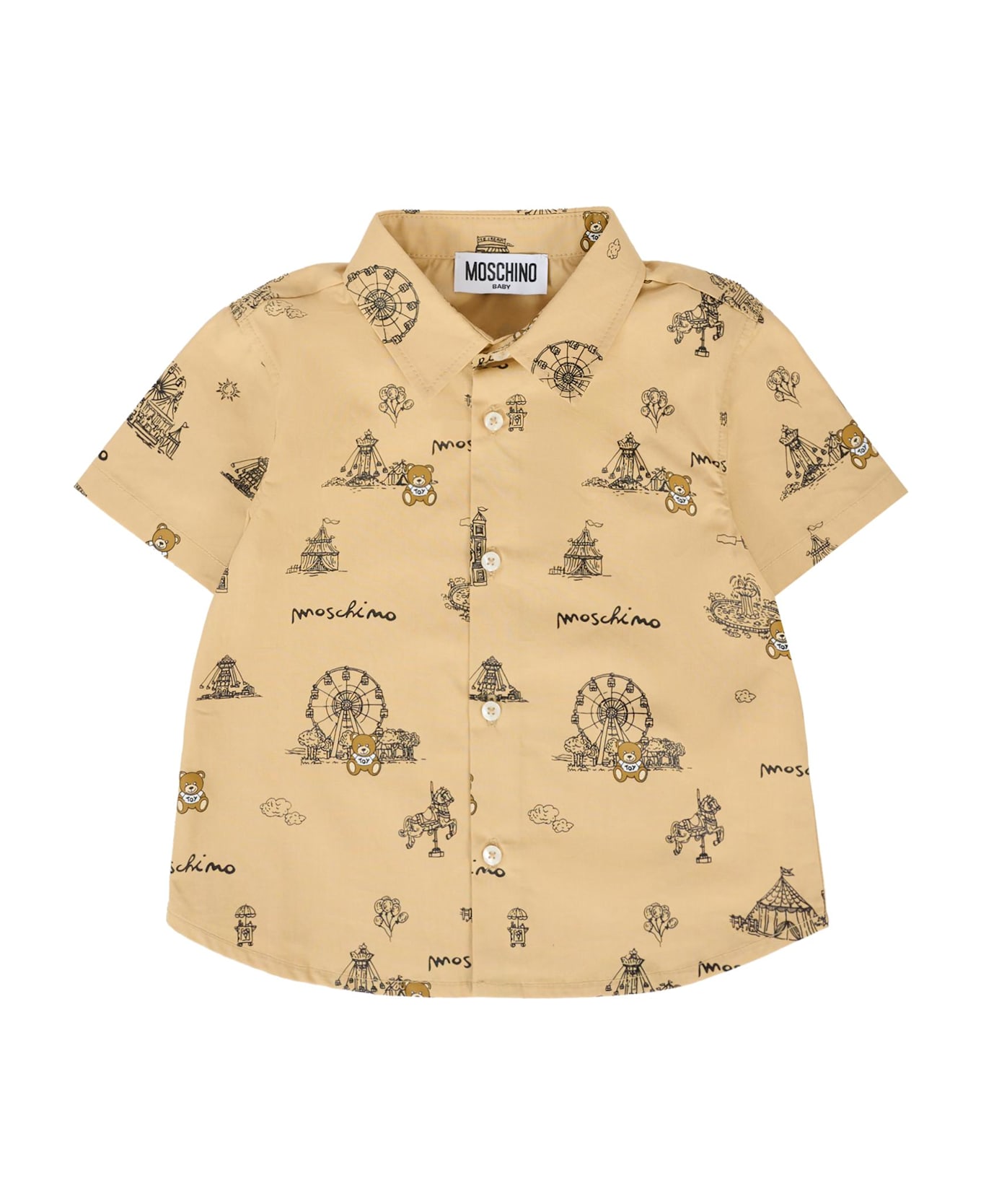 Moschino Beige Shirt For Baby Boy With Teddy Bear - Beige