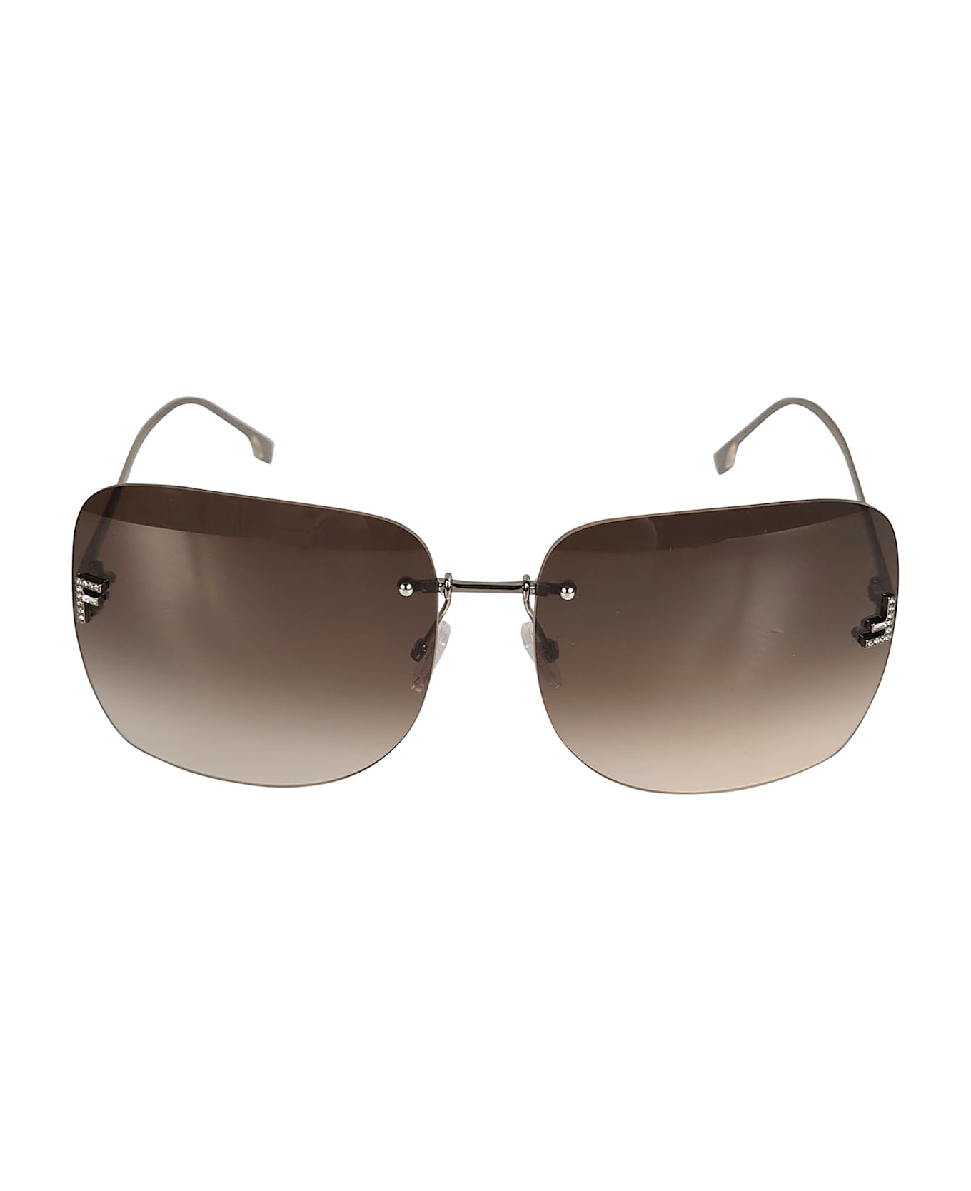 Fendi Rimless Square Oversized Sunglasses - 14J - Silver