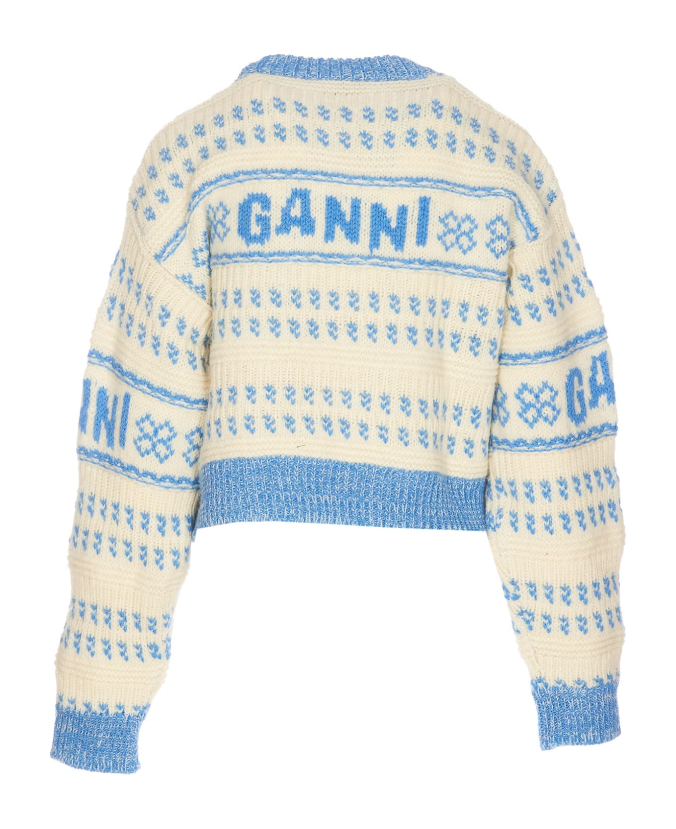 Ganni Graphic Knitted Sweater - White ニットウェア