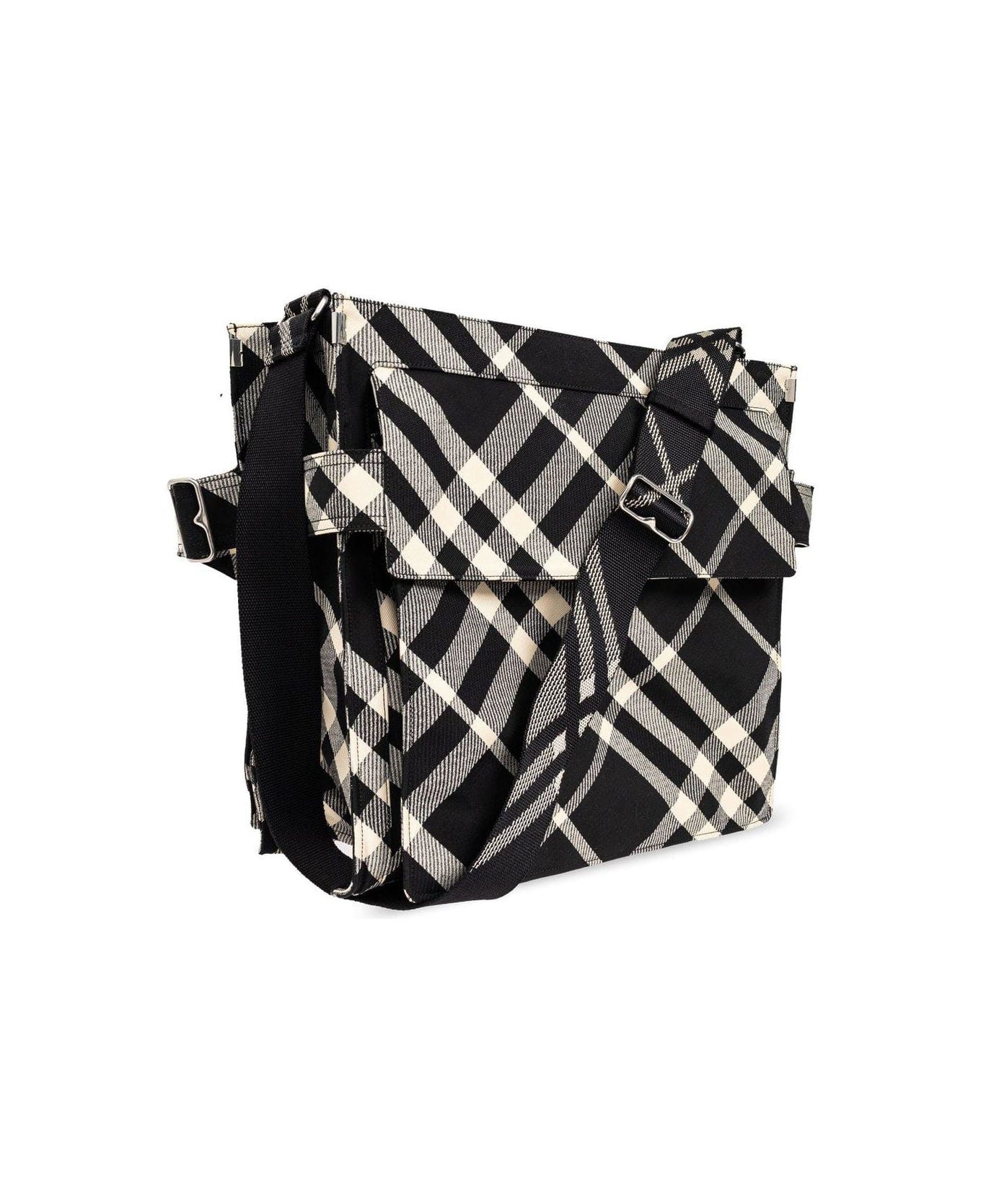 Burberry Medium Checked Trench Tote Bag - Black/calico