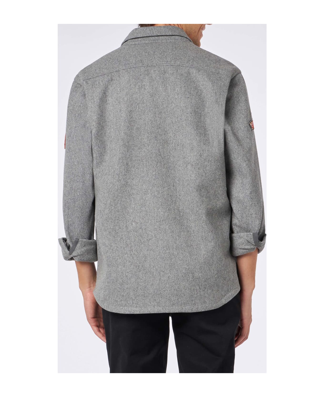 MC2 Saint Barth Man Wooly Grey Overshirt With Pockets And Patches - GREY