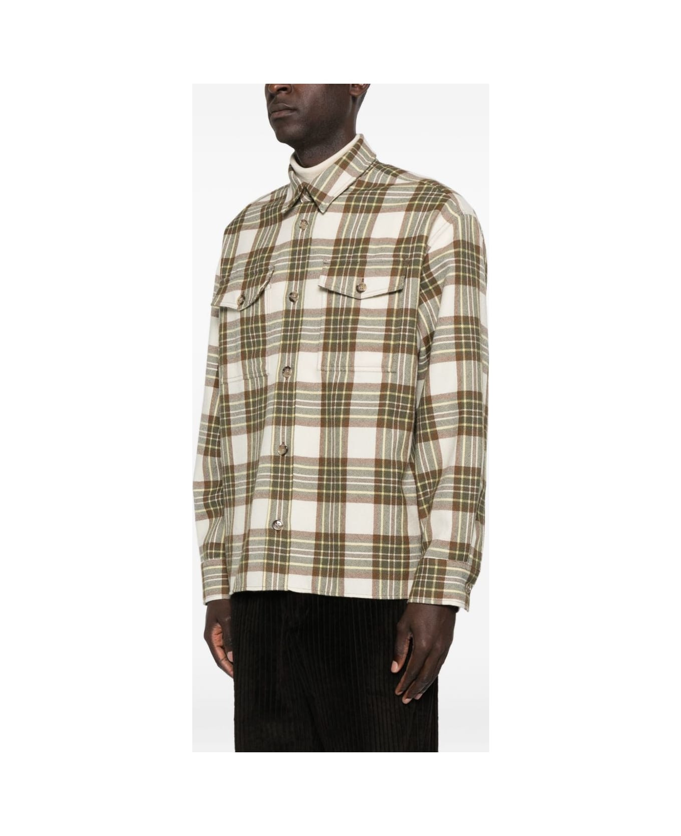 Ami Alexandre Mattiussi Wool Checked Overshirt - Beige
