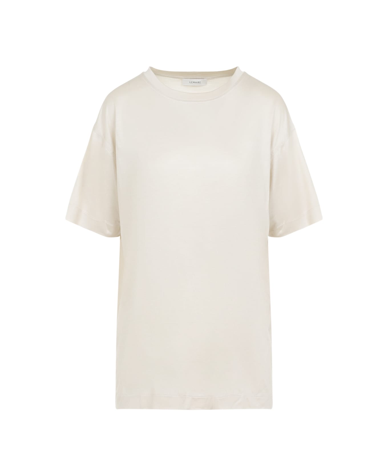 Lemaire T-shirt In Beige Silk - Light Cream