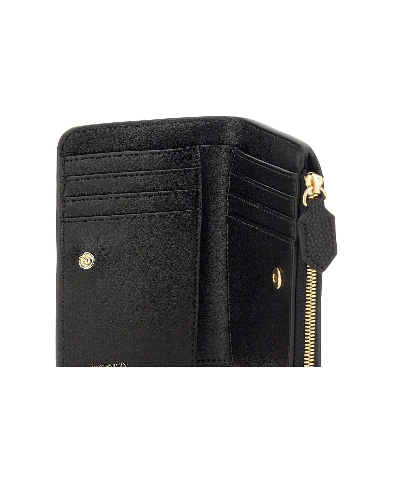 Emporio Armani Logo-debossed Zipped Wallet - Black