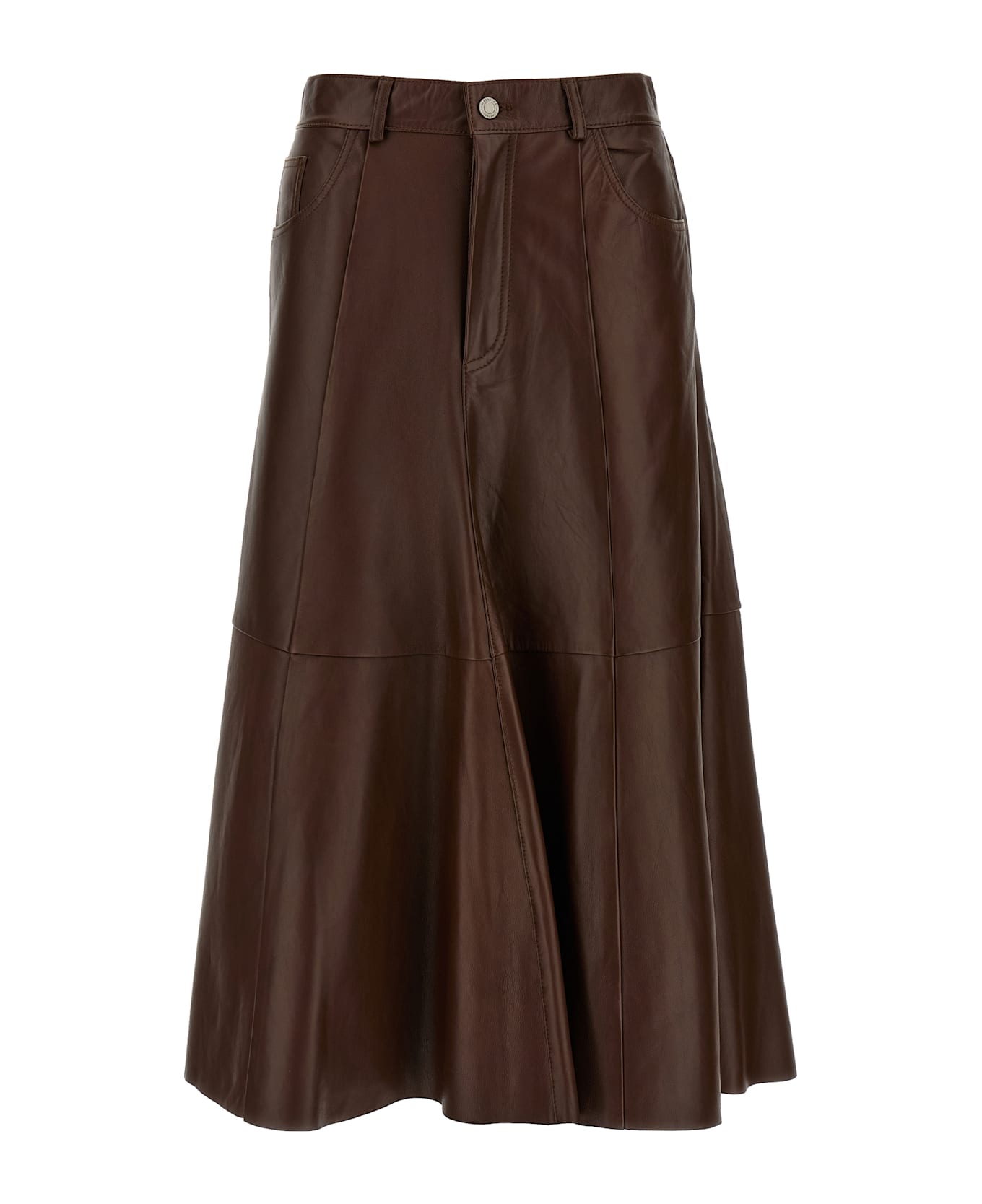 Haikure 
mid Serenity Leather
 Skirt - Brown
