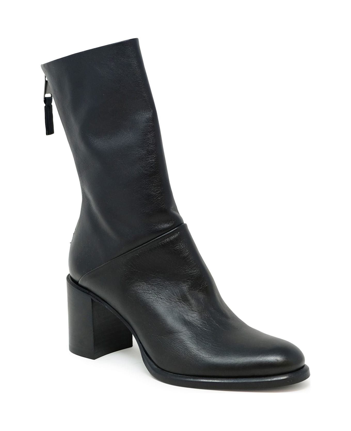 Elena Iachi Black Leather Ankle Boots - BLACK