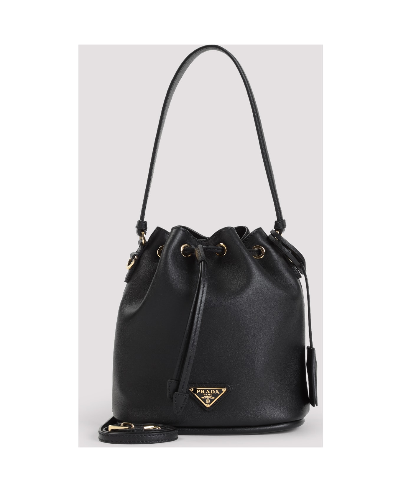 Prada Soft Grain Bucket Bag - Nero