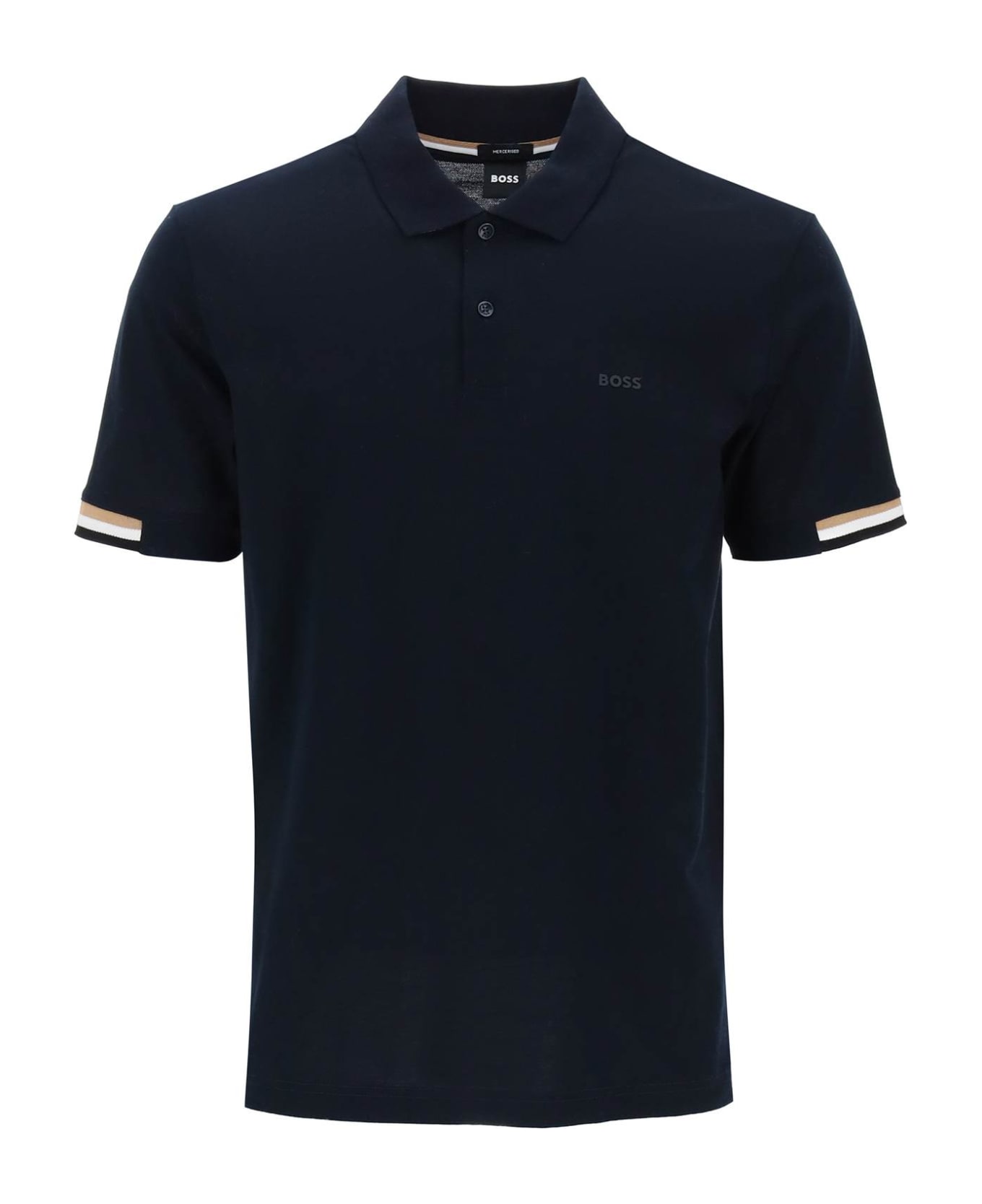 Hugo Boss Parlay Polo Shirt With Stripe Detail - Blue