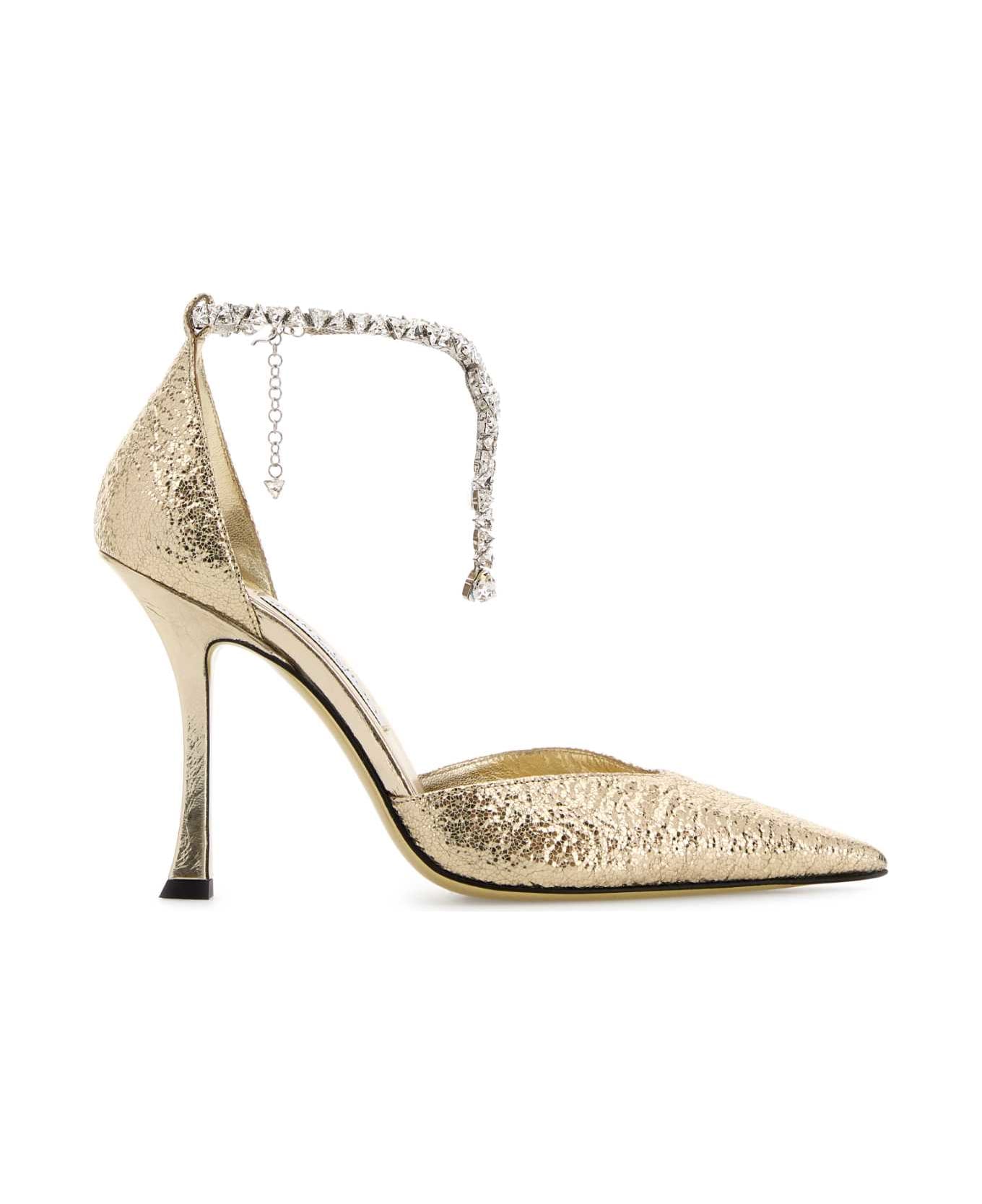 Jimmy Choo Gold Fabric Stevie 100 Pumps - GOLD サンダル