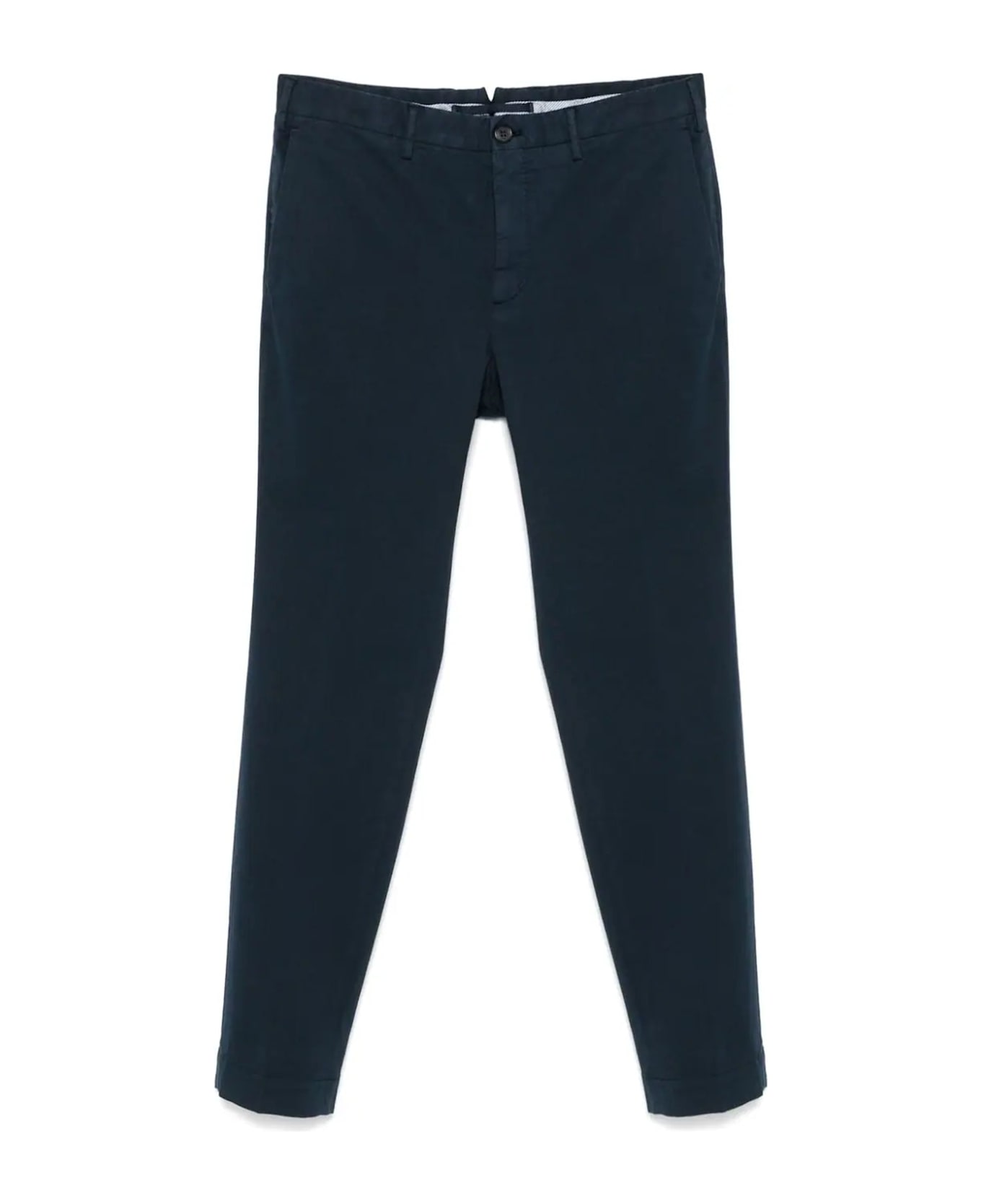 Incotex Navy Blue Cotton Blend Trousers - BLUE