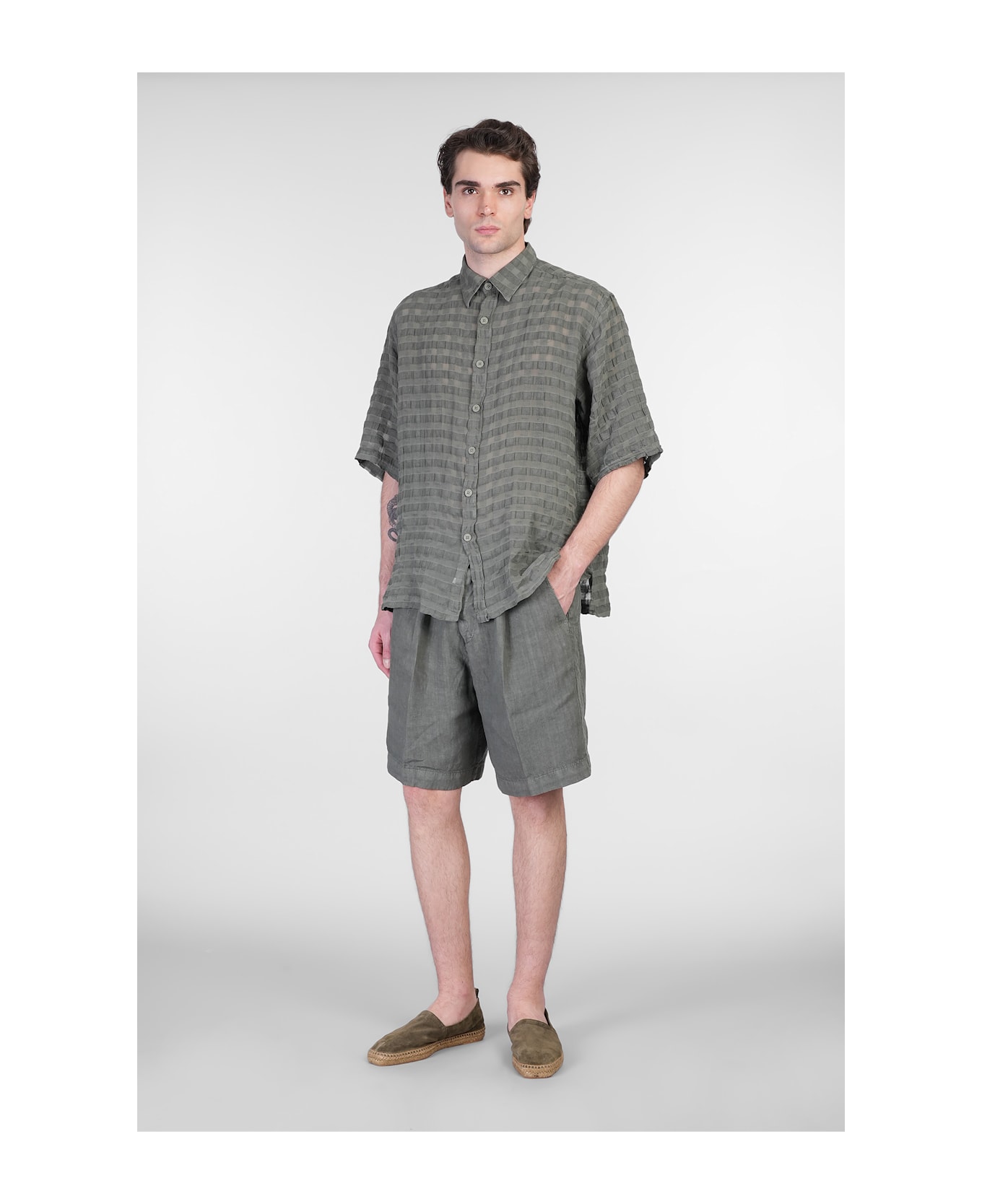 costumein Miaky B Shorts In Green Linen - green