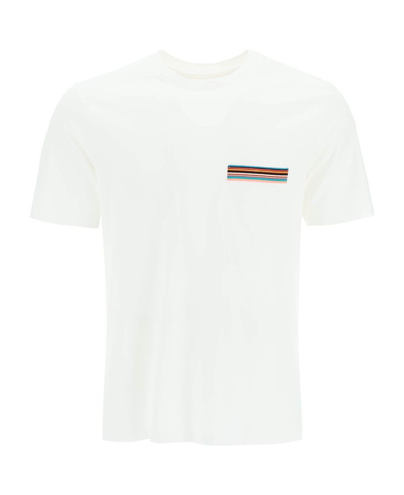 Paul Smith 'signature Stripe' Pocket T-shirt - Bianco