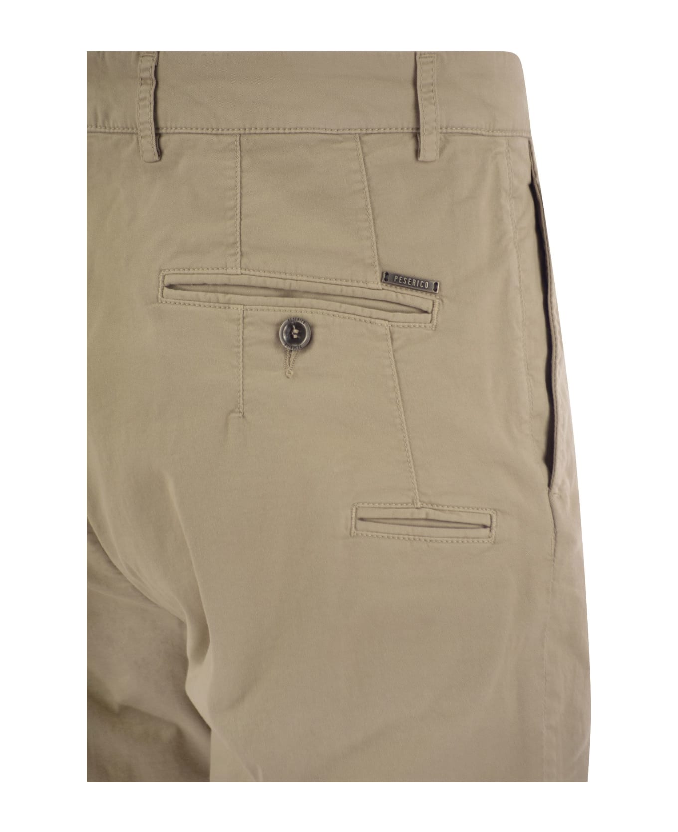 Peserico Stretch Cotton Gabardine Chino Trousers - Beige