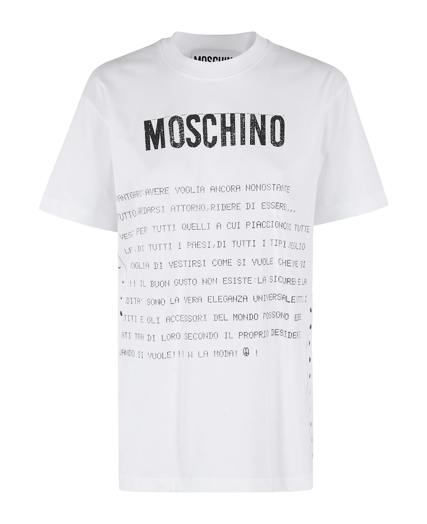 Moschino Text-printed Crewneck T-shirt - Fantasia Bianco