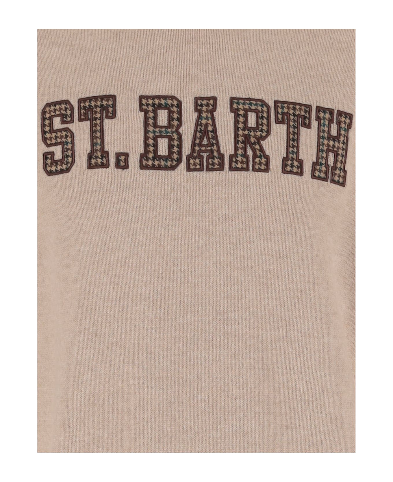 MC2 Saint Barth Wool Blend Pullover With Logo - Beige