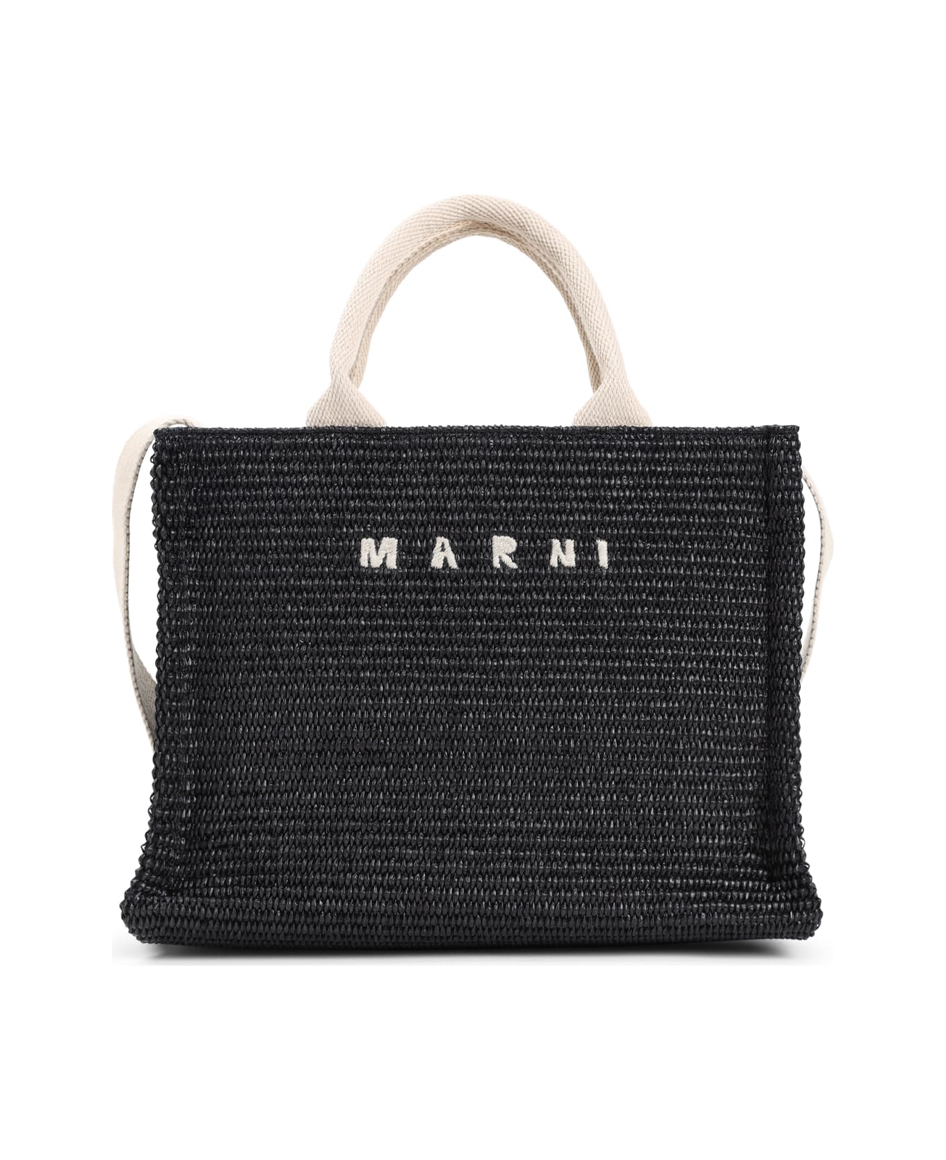 Marni Raffia East-west Tote Bag - Black Natural