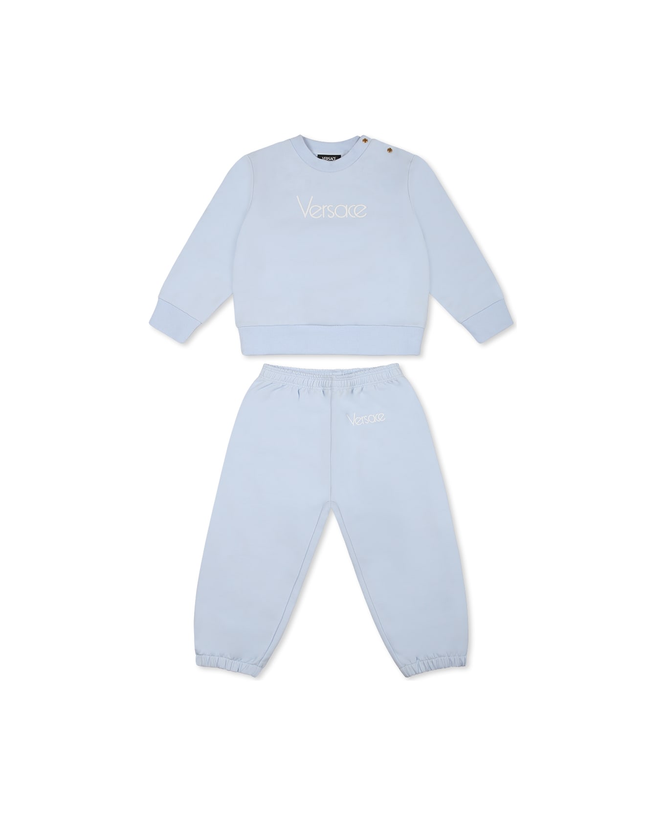 Versace Light Blue Suit For Baby Boy With Logo - Light Blue