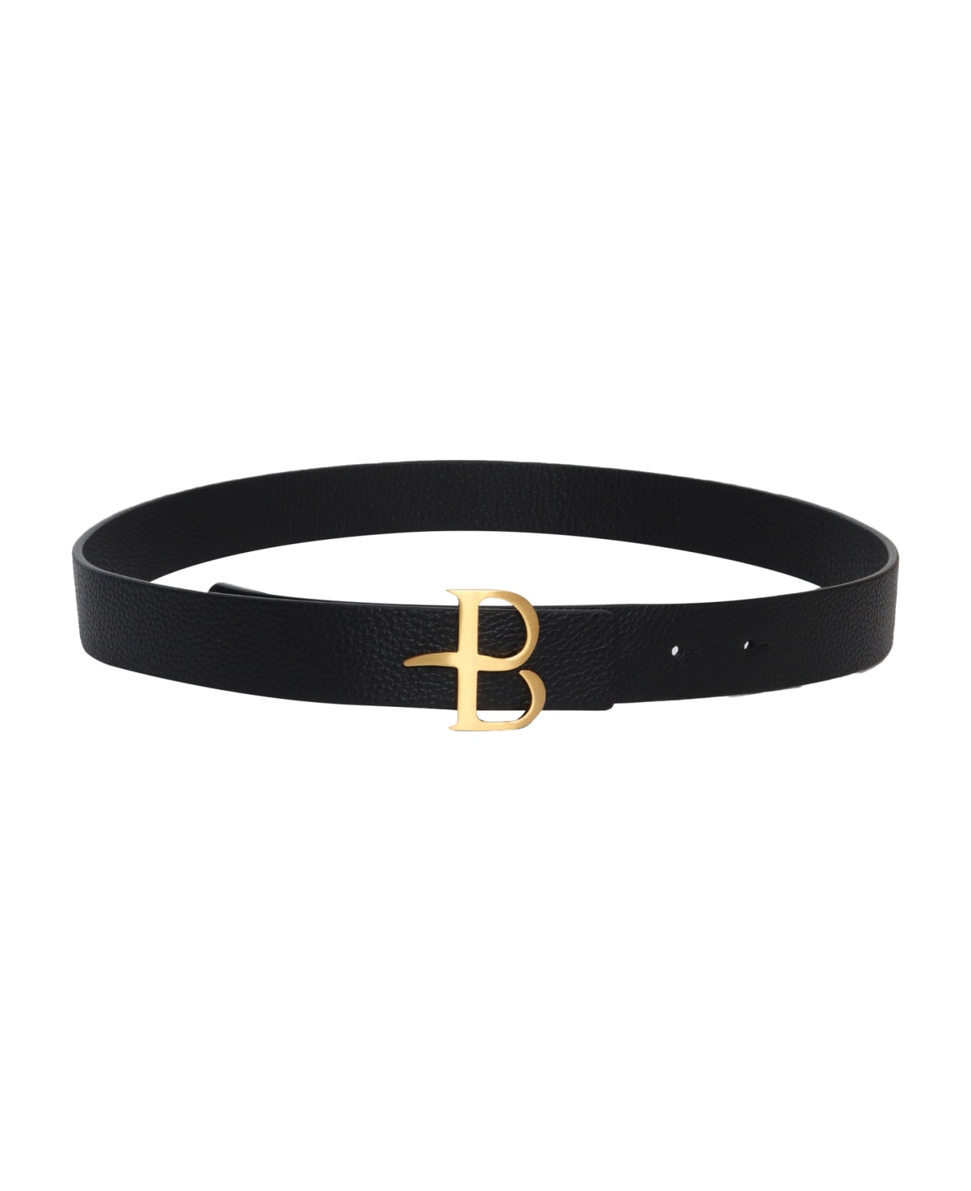 Ballantyne Black Belt With Gold Logo - BLACK