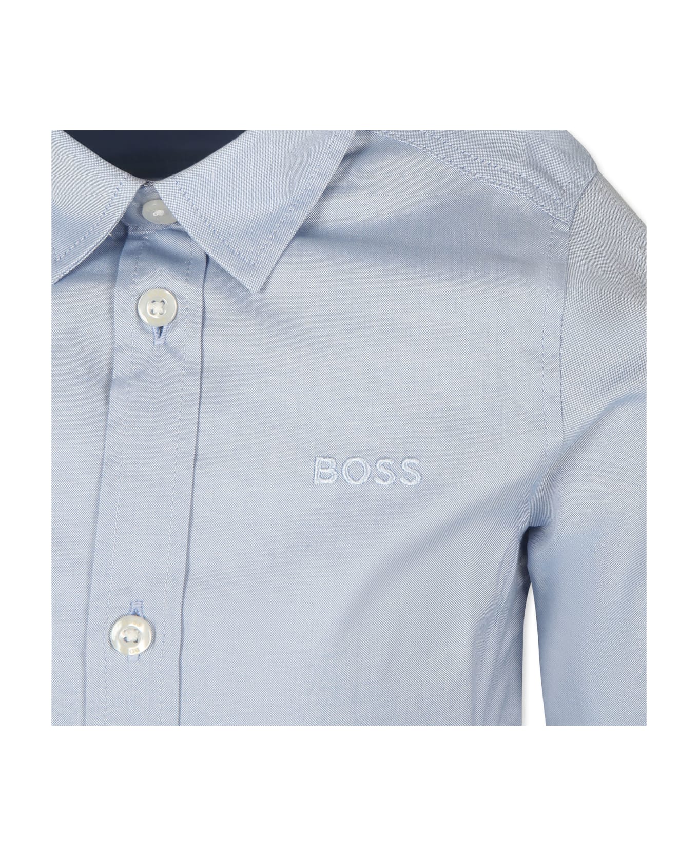 Hugo Boss Light Blue Shirt For Boy With Logo - Light Blue