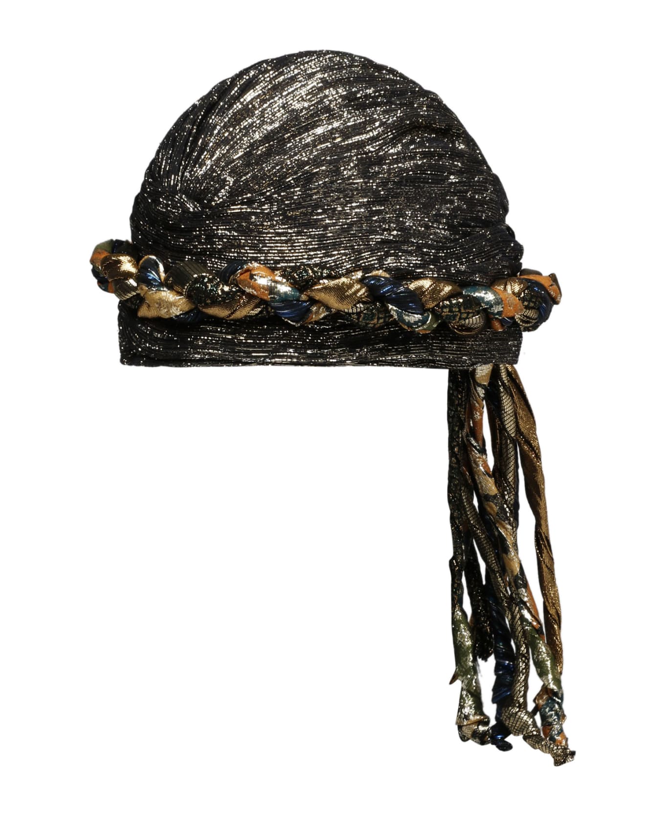 Saint Laurent Lame` Silk Turban With Fringes