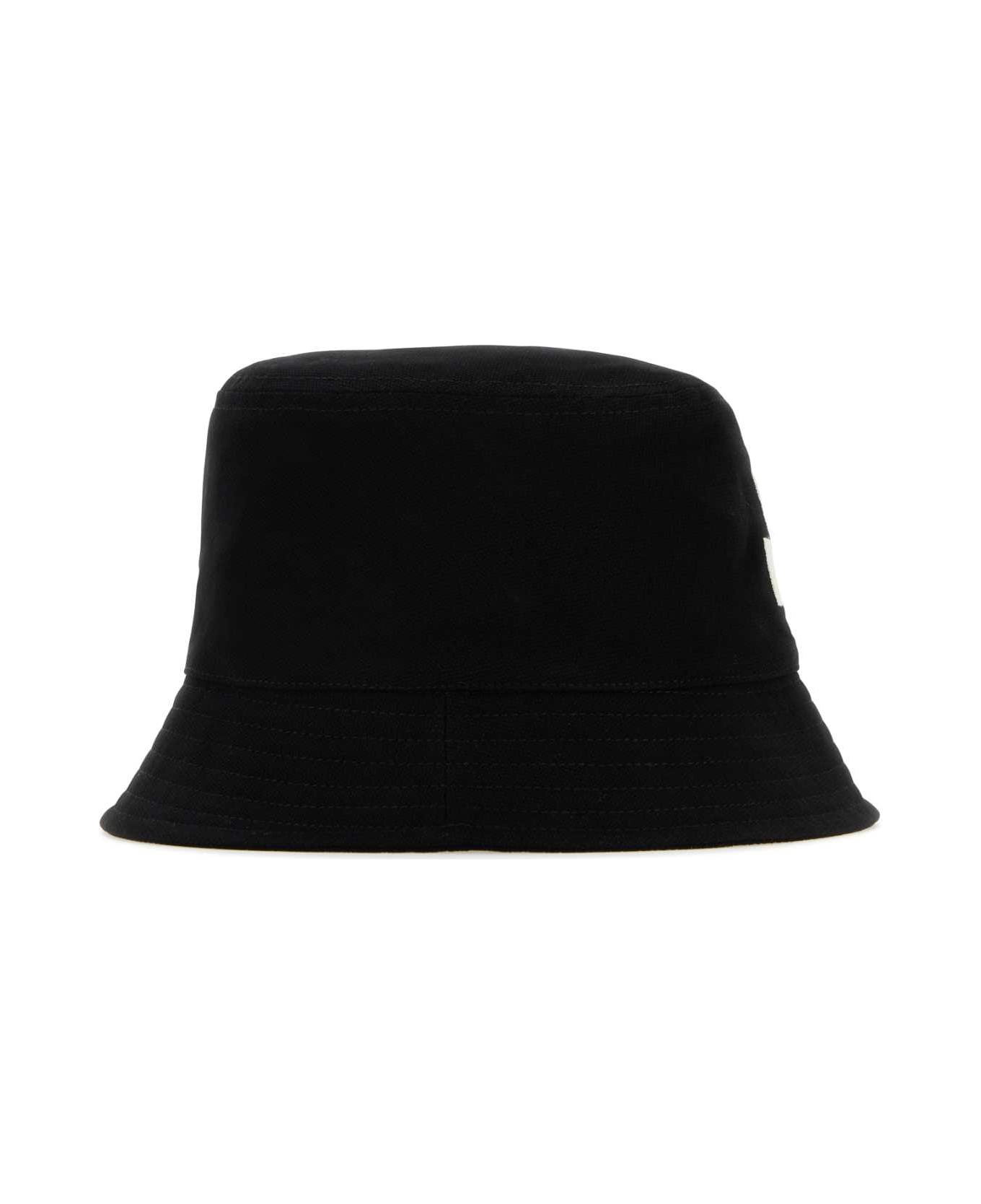 Isabel Marant Black Cotton Haley Bucket Hat - BLACKECRU