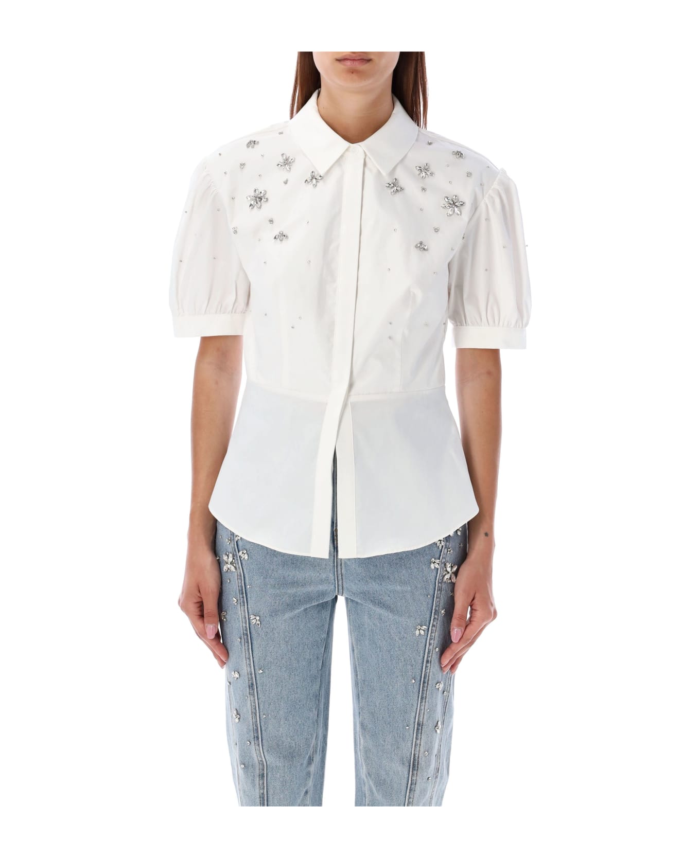 self-portrait Embellished Shirt - WHITE