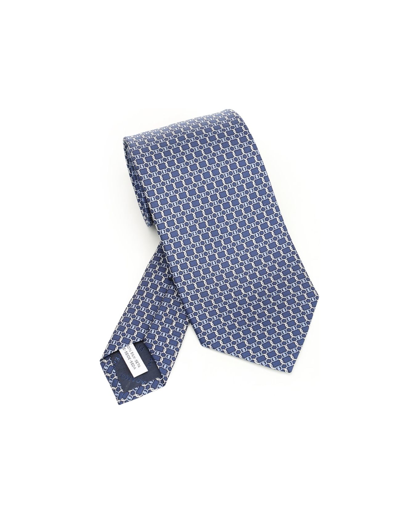 Ferragamo Vara Print Silk Tie - BLACK/WHITE