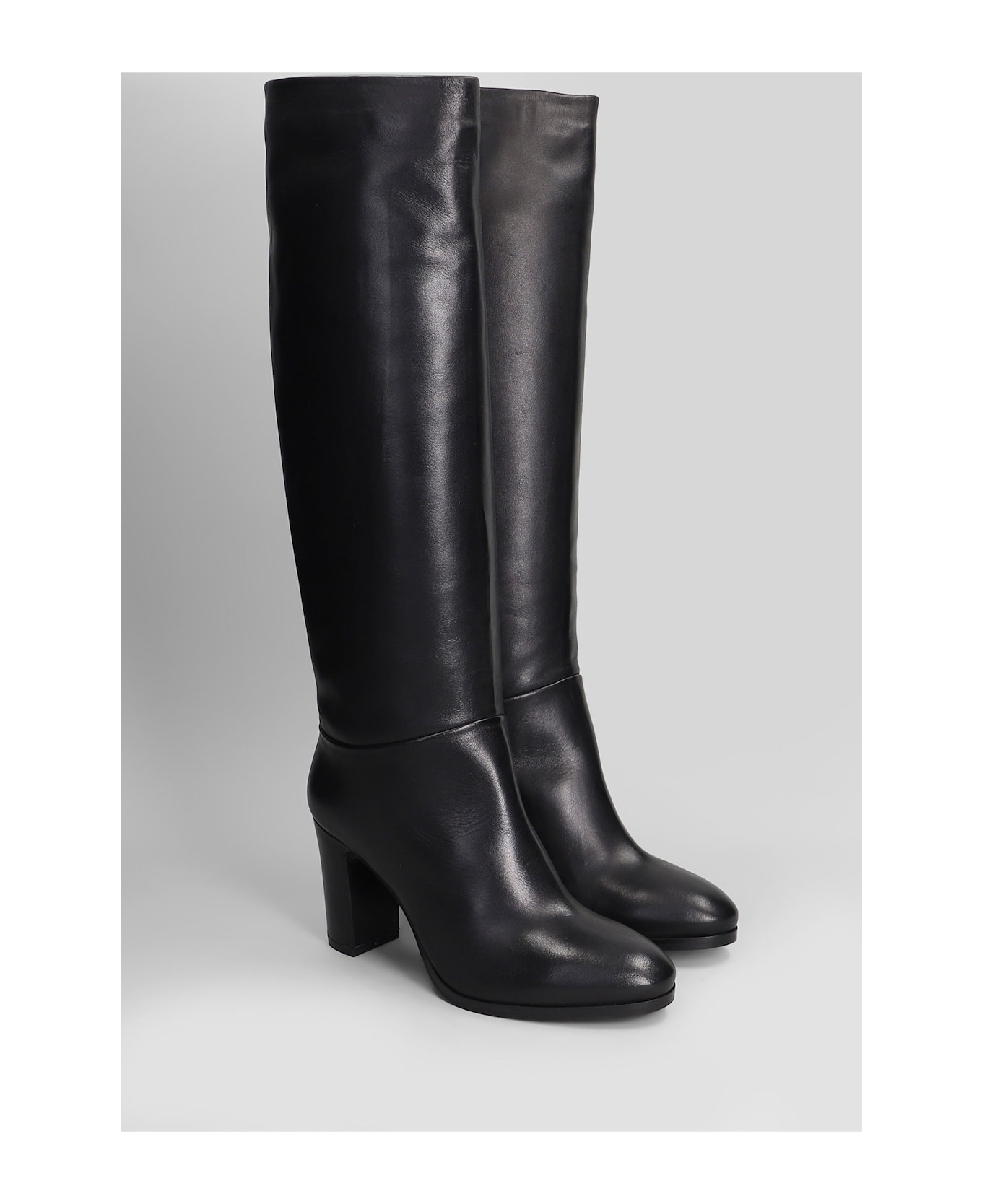 Julie Dee High Heels Boots In Black Leather - black