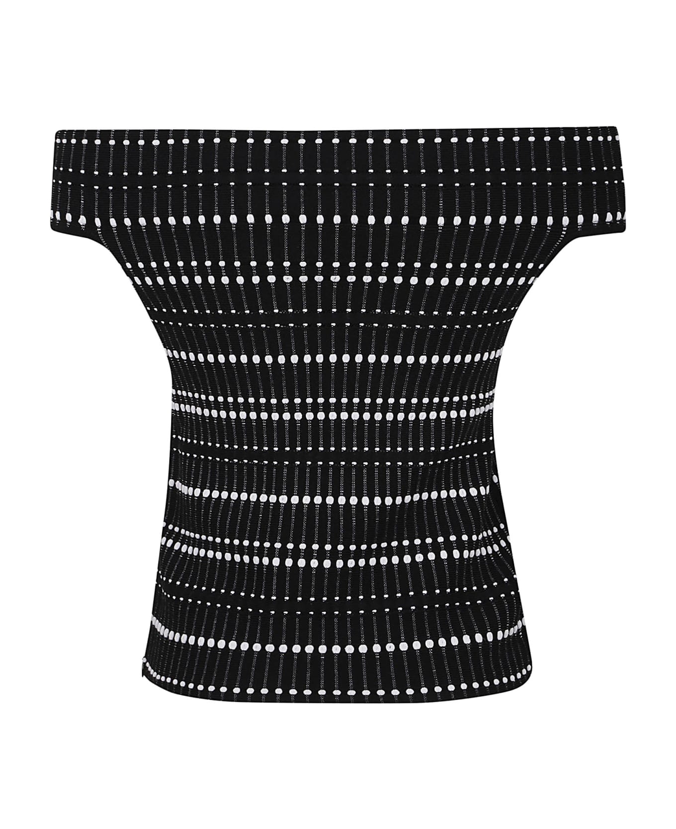 Alexander McQueen Black And White Knitted Top - Nero