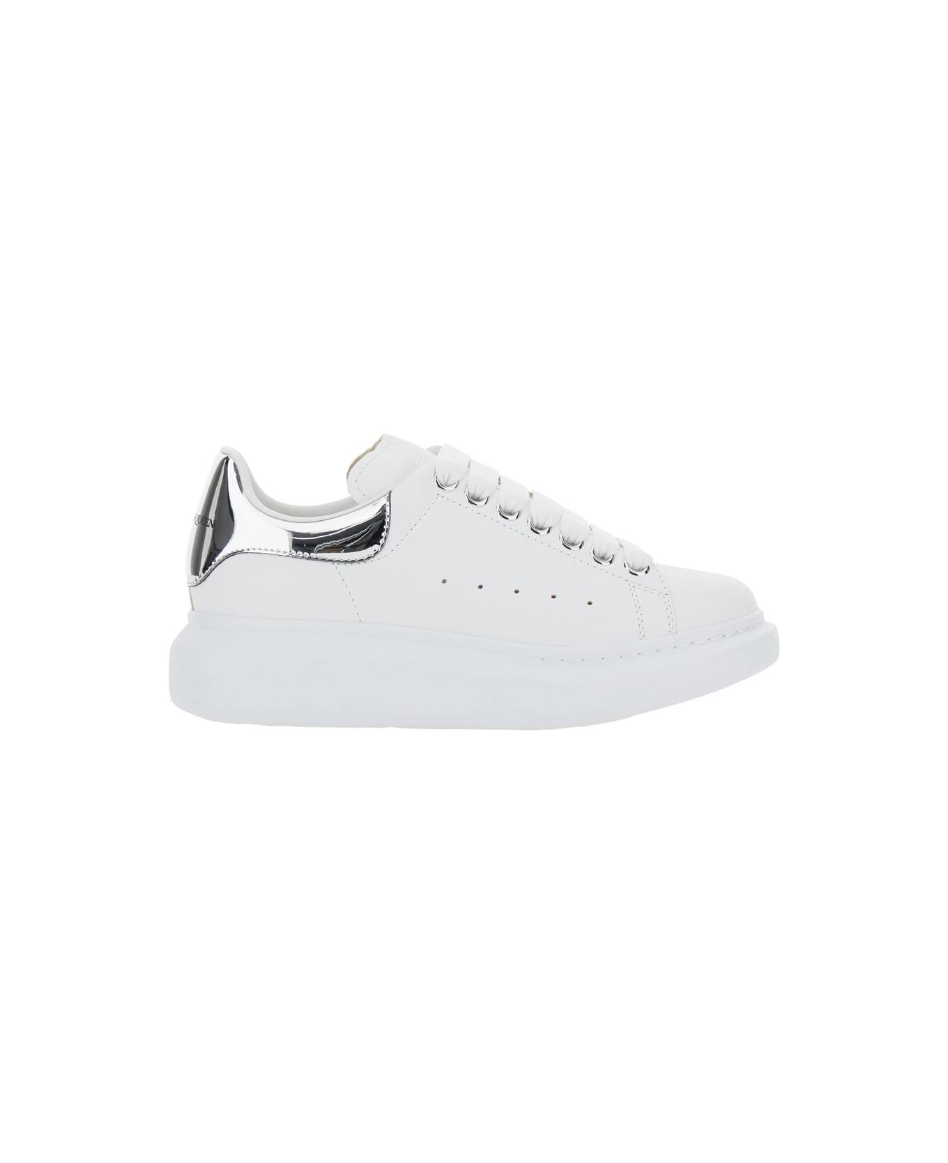 Alexander McQueen White Sneakers With Logo Patch On The Tongue And Embossed Logo On The Heel In Leather Woman - White