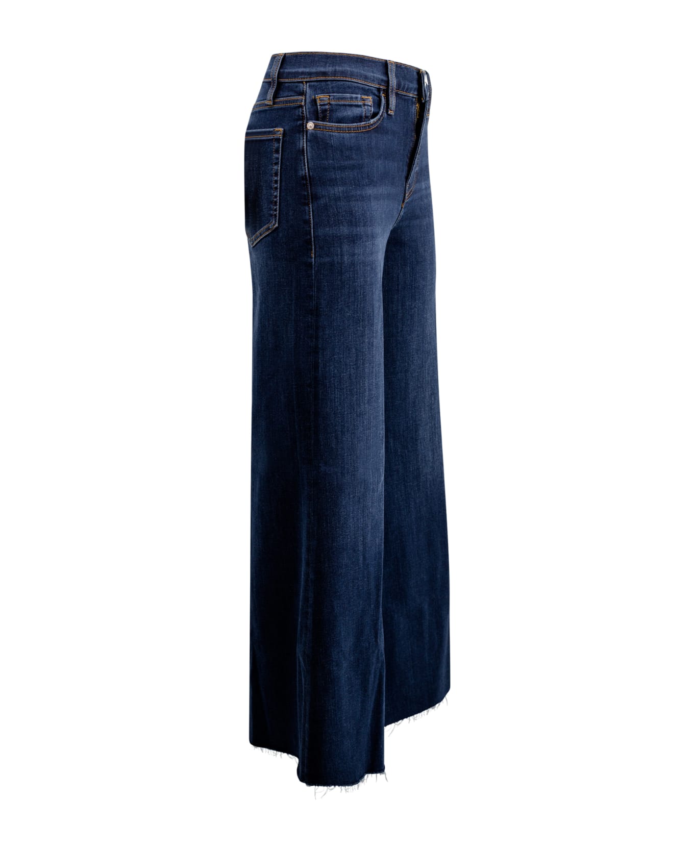 Frame Cropped Wide-leg Frayed Jeans - Denim