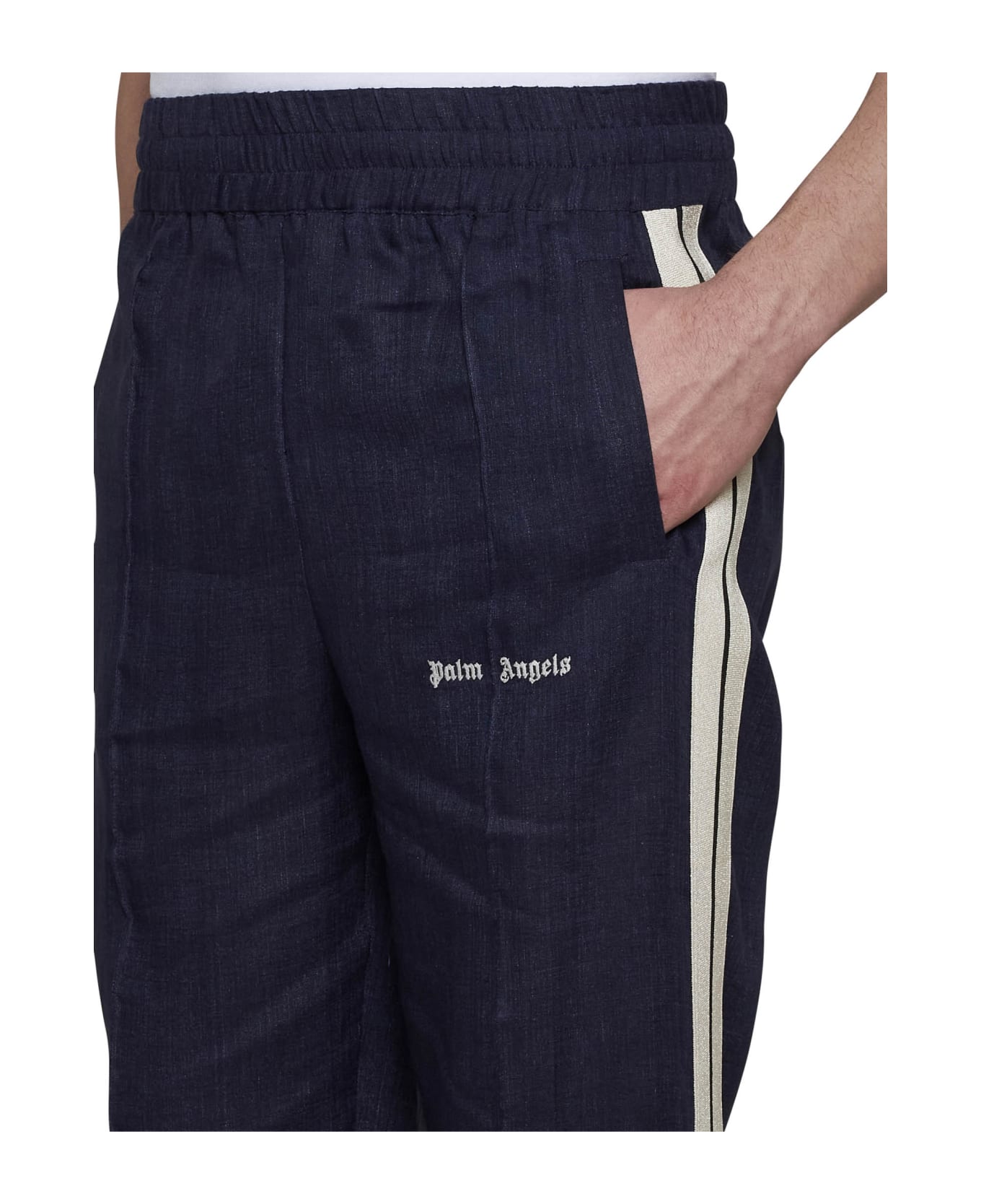 Palm Angels Linen Sports Trousers - Blue