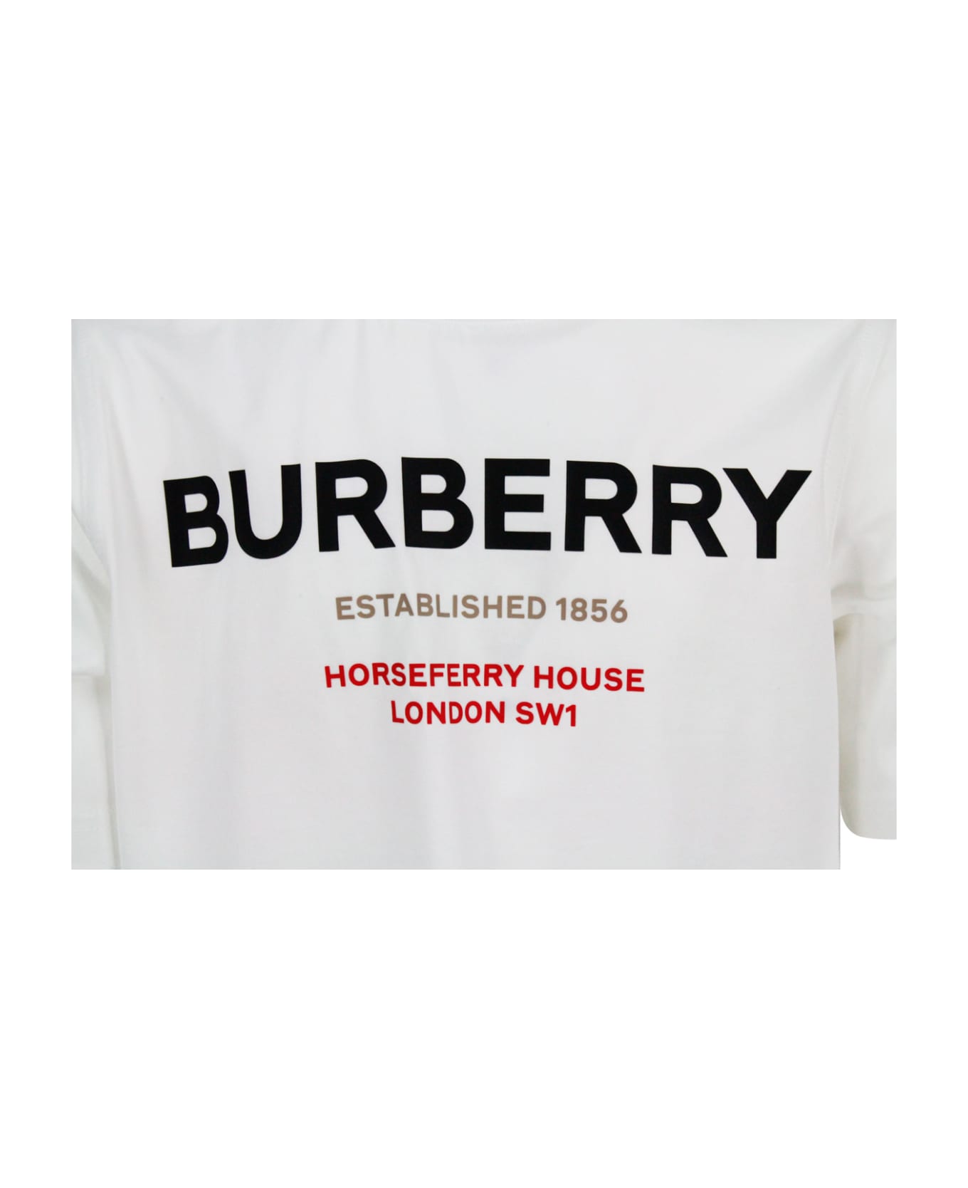 Burberry Short-sleeved Crew-neck T-shirt With Logo Lettering - White