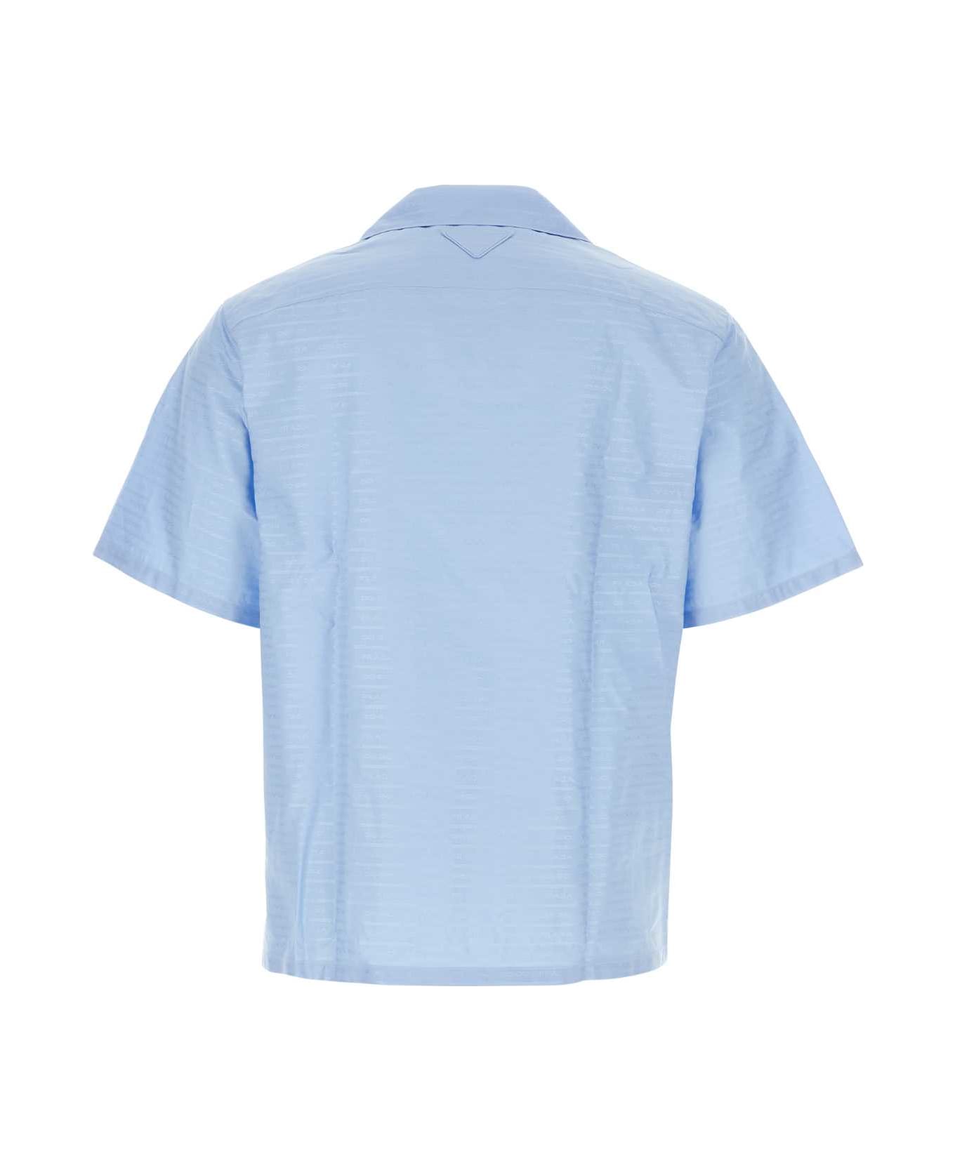 Prada Embroidered Poplin Shirt - CIELO