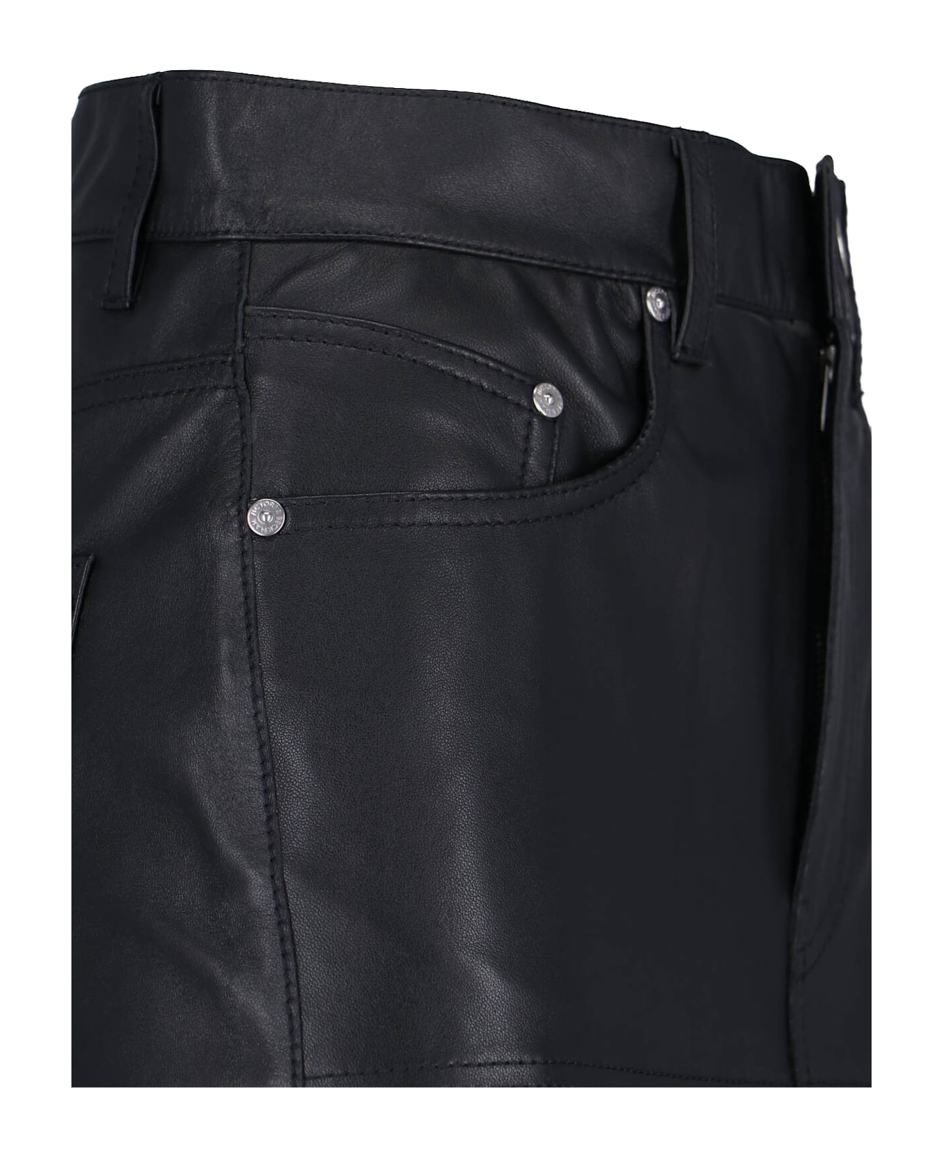Victoria Beckham Leather Midi Skirt - BLACK