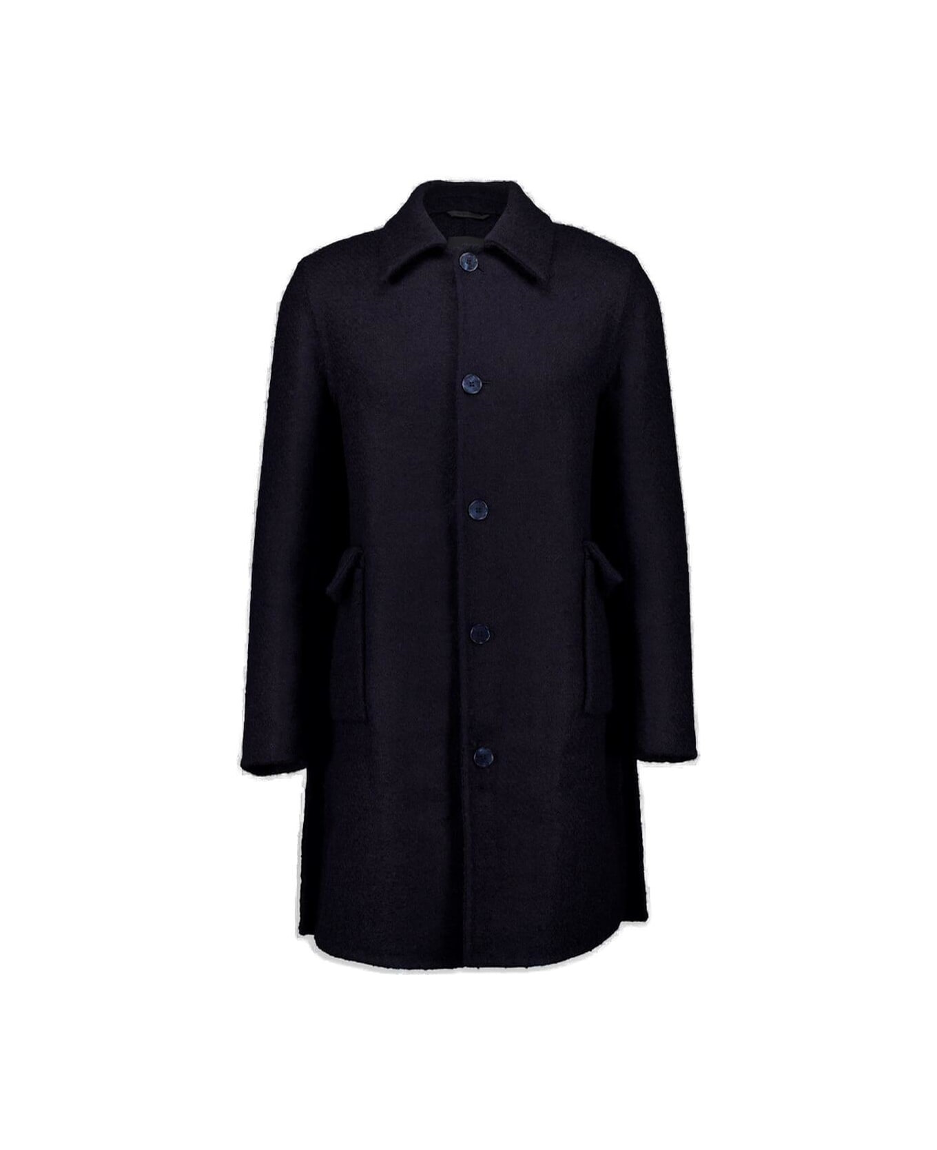 Givenchy Logo Patch Single-breasted Coat - BLU