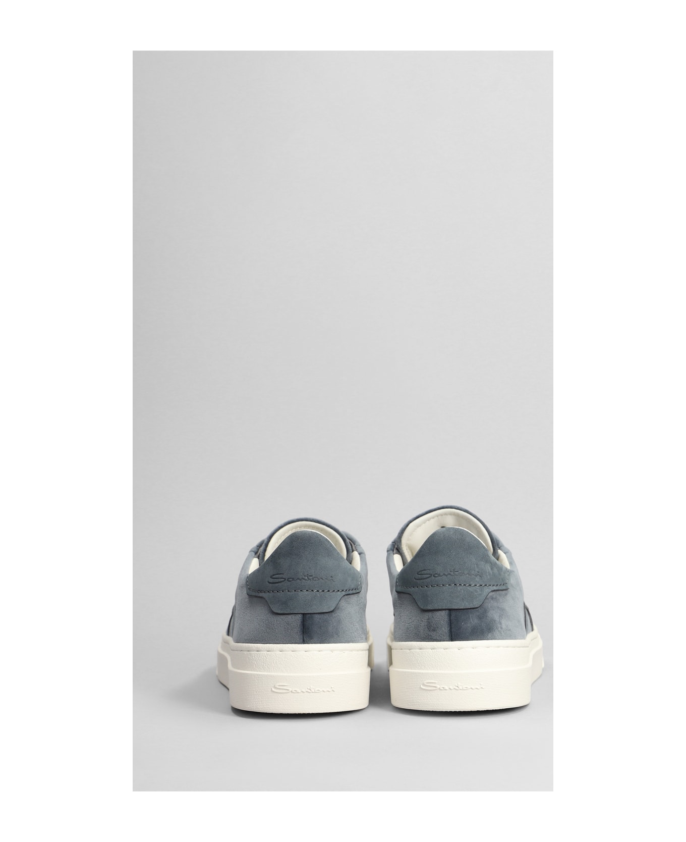 Santoni Dbs Sneakers In Blue Suede - blue