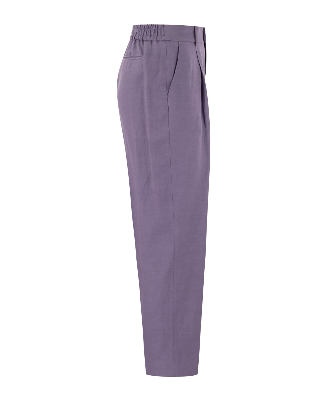 PT Torino Daisy - Viscose And Linen Trousers - Lilac ボトムス