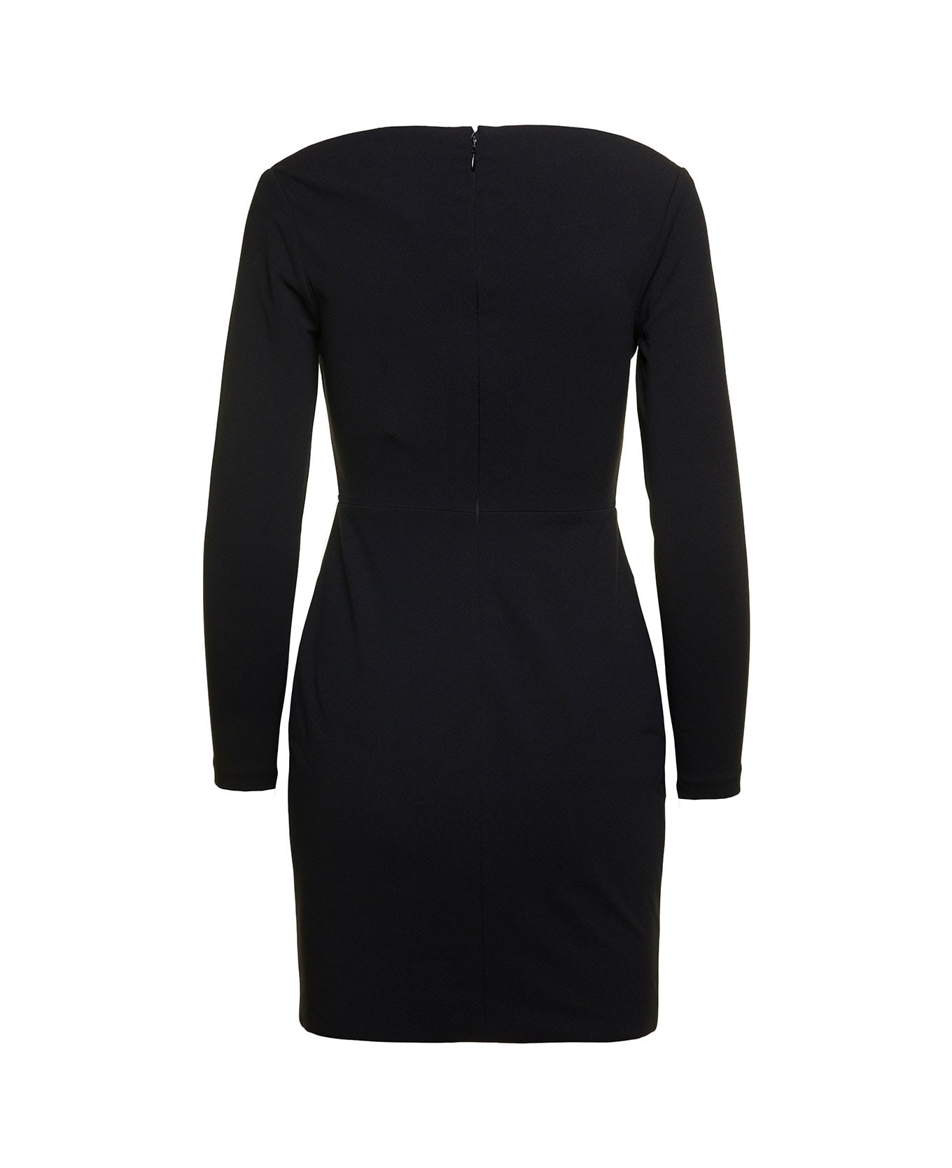Solace London Black ' Uma' Mini Dress With Long Sleeves And U-neck In Polyester Woman - Black
