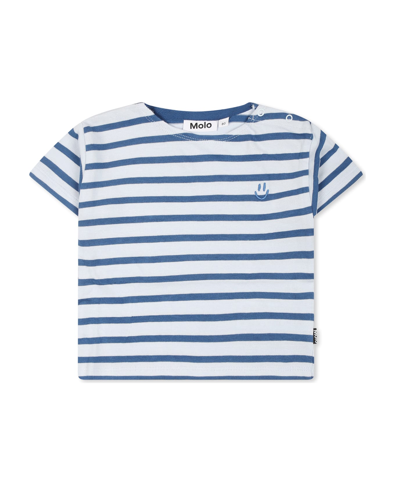 Molo Light Blue T-shirt For Babykids With Smiley - Light Blue