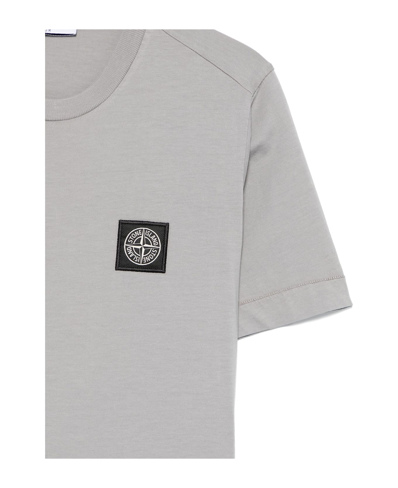 Stone Island Grey T-shirt With Logo Patch - Grey