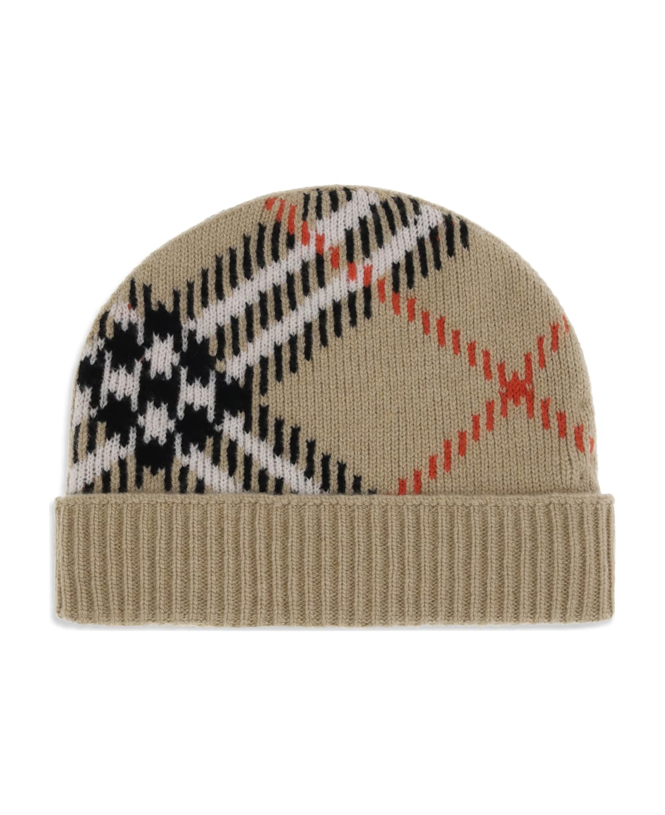 Burberry Cashmere Blend Check Beanie Hat
