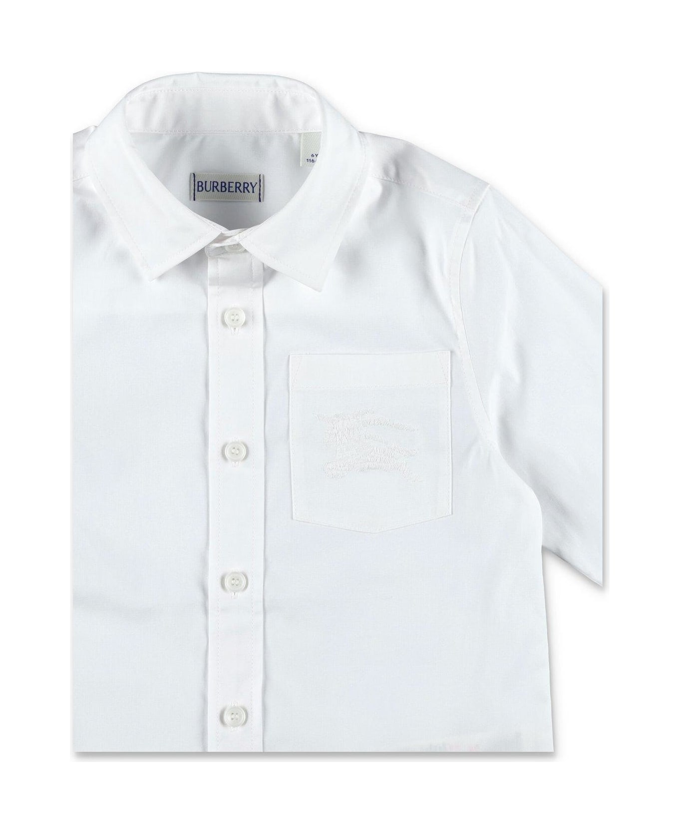 Burberry Ekd Buttoned Long-sleeved Shirt - White