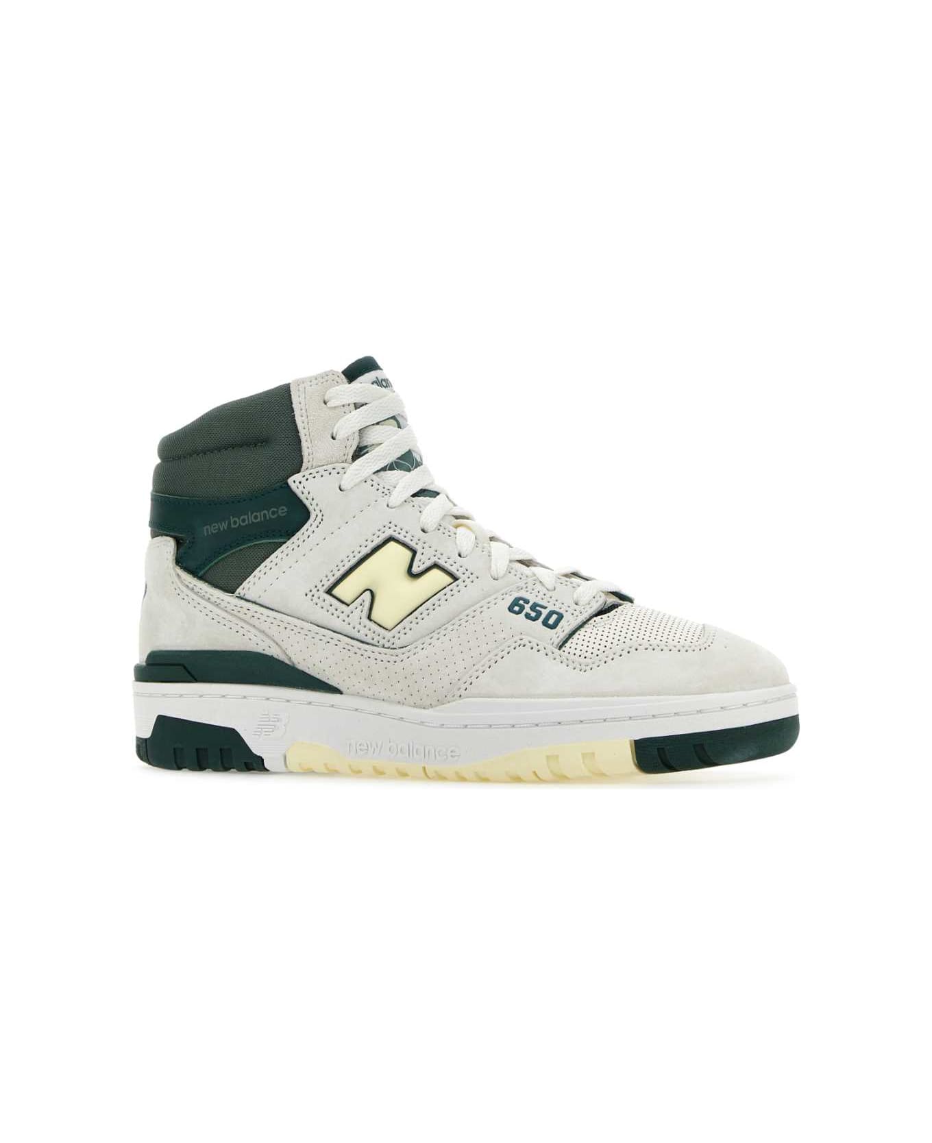 New Balance Multicolor Leather And Suede 650 Sneakers - GREENWHITE