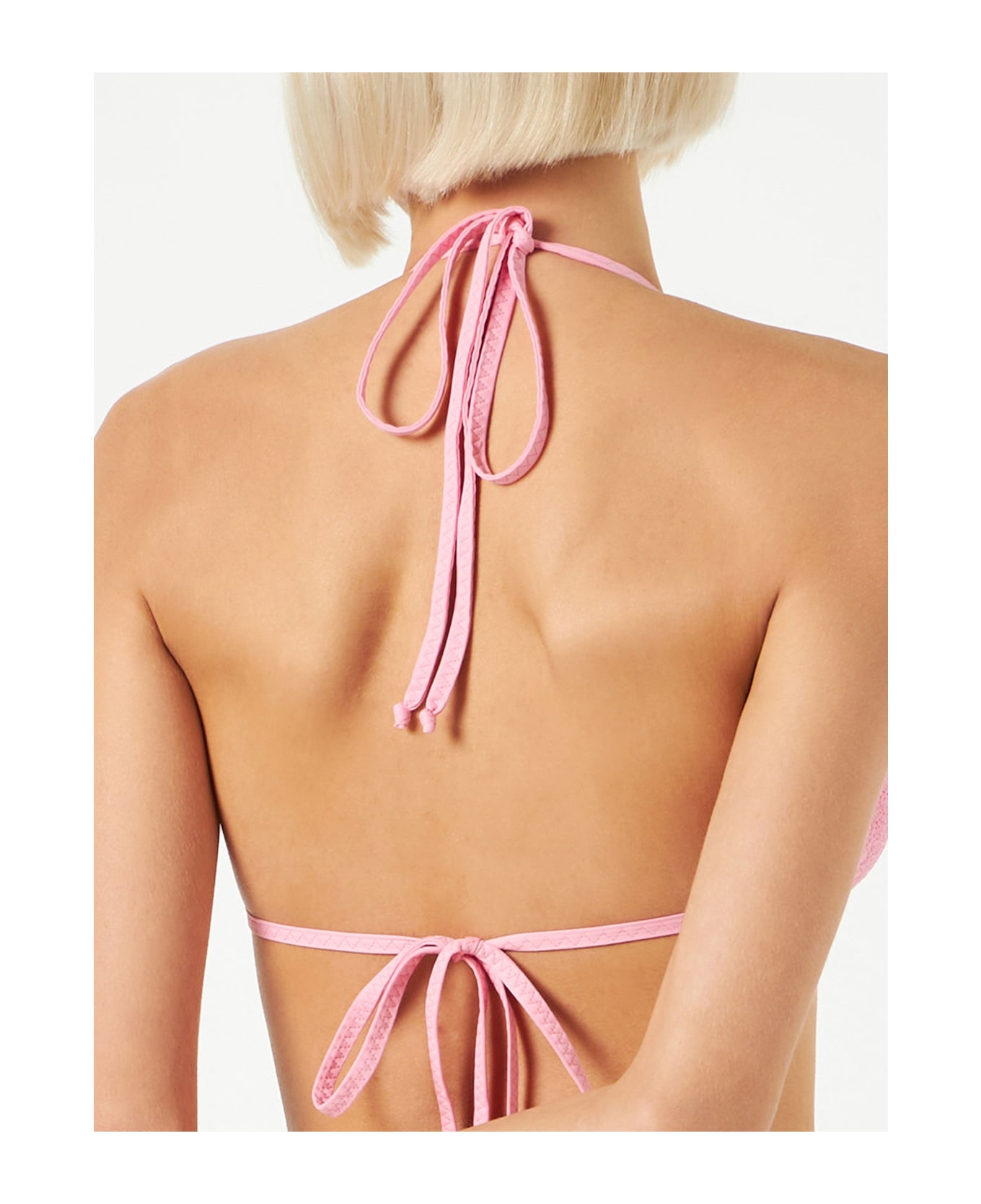 MC2 Saint Barth Woman Pink Crinkle Triangle Top Swimsuit - PINK
