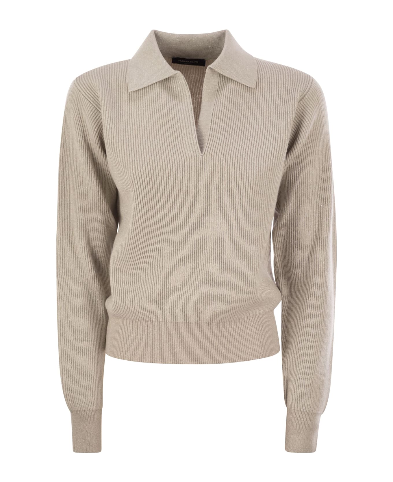 Fabiana Filippi Ribbed Knit With Polo Neck - NEUTRALS