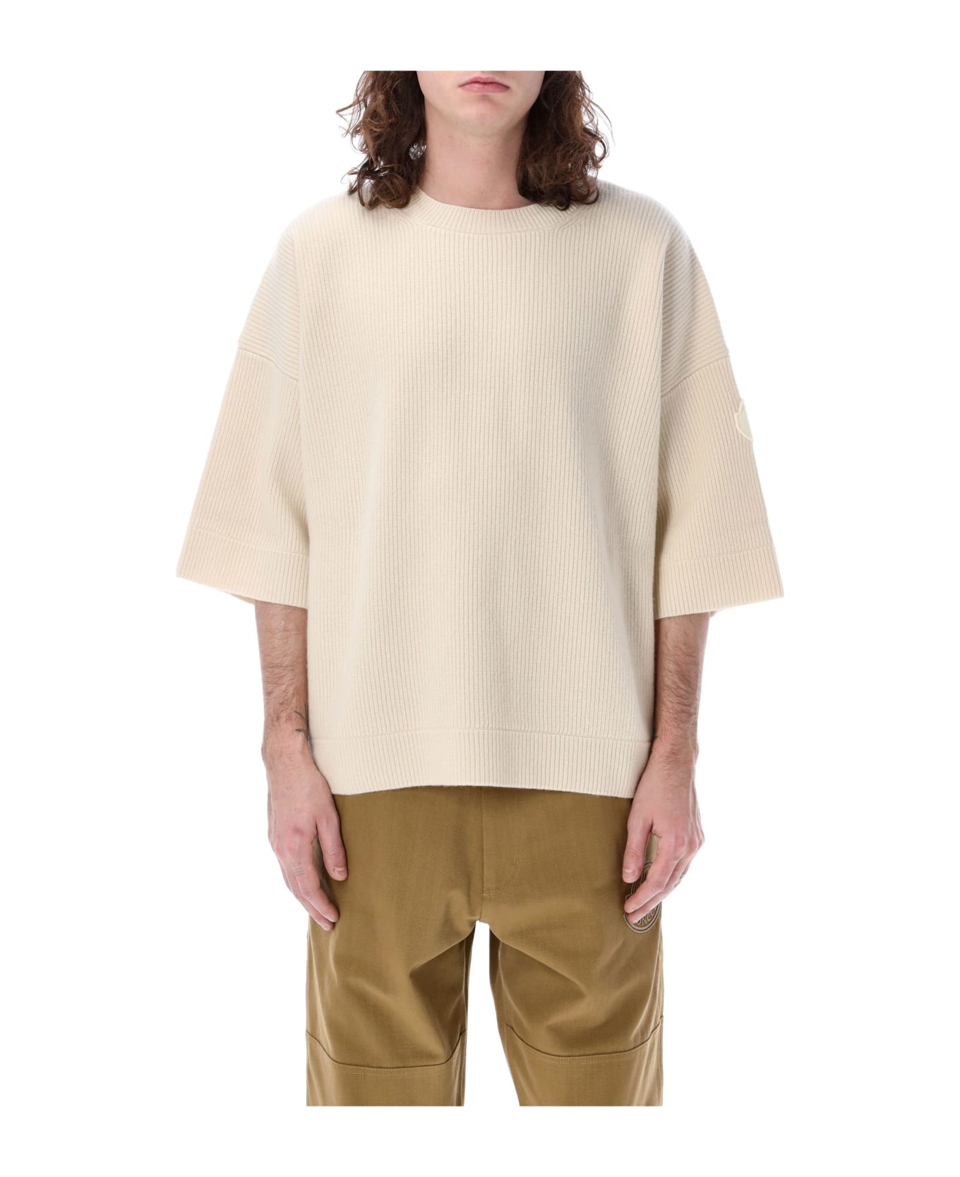 Moncler Genius Short Sleeves Sweater - NATURAL