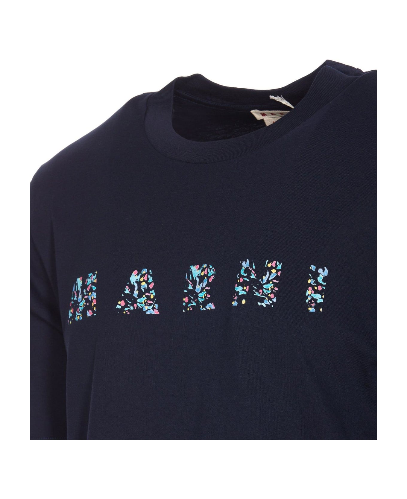 Marni Logo Printed Crewneck T-shirt - Blu